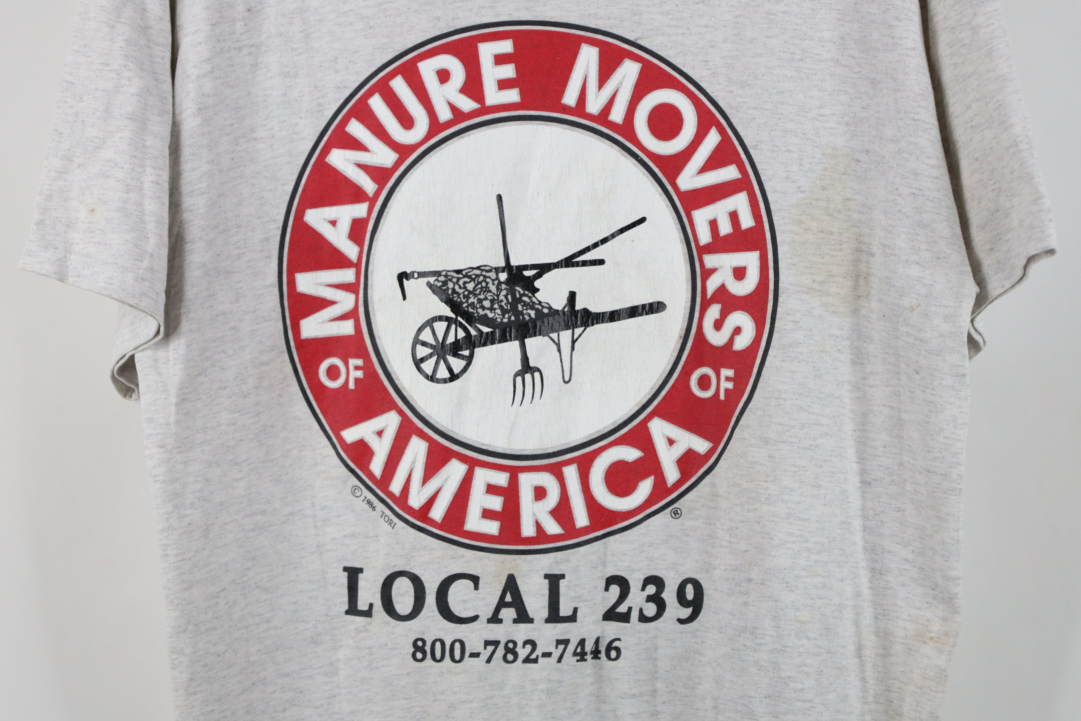 Vintage Vintage 80s Manure Movers of America T-Shirt Heather Gray Size US M / EU 48-50 / 2 - 4 Thumbnail