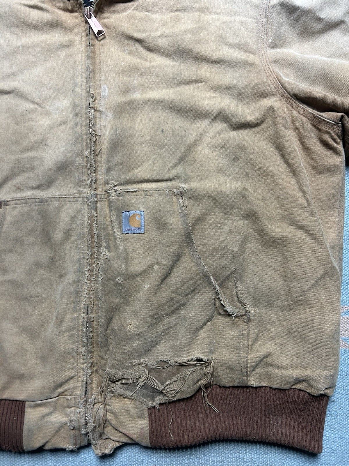 Vintage Vtg Carhartt hooded work jacket j130 j140 distressed fade XL Size US XL / EU 56 / 4 - 3 Thumbnail