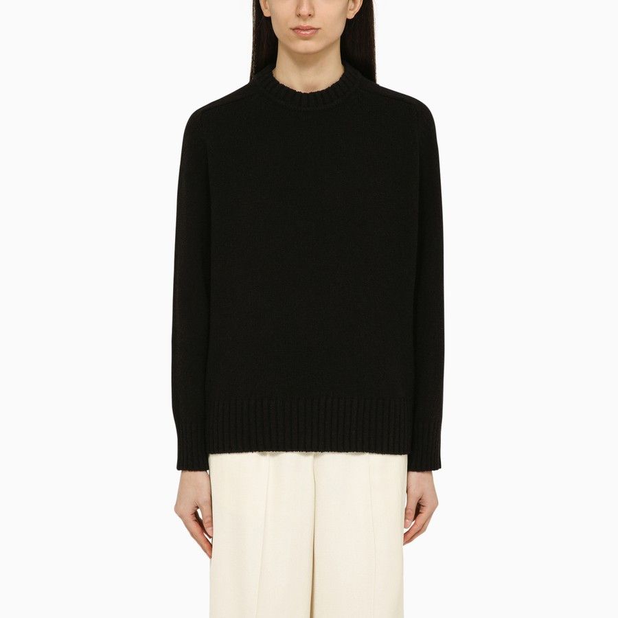 Loulou de Saison o1d2blof0824 Cotton-Blend Crew-Neck Sweater in Black Size L / US 10 / IT 46 - 1 Thumbnail