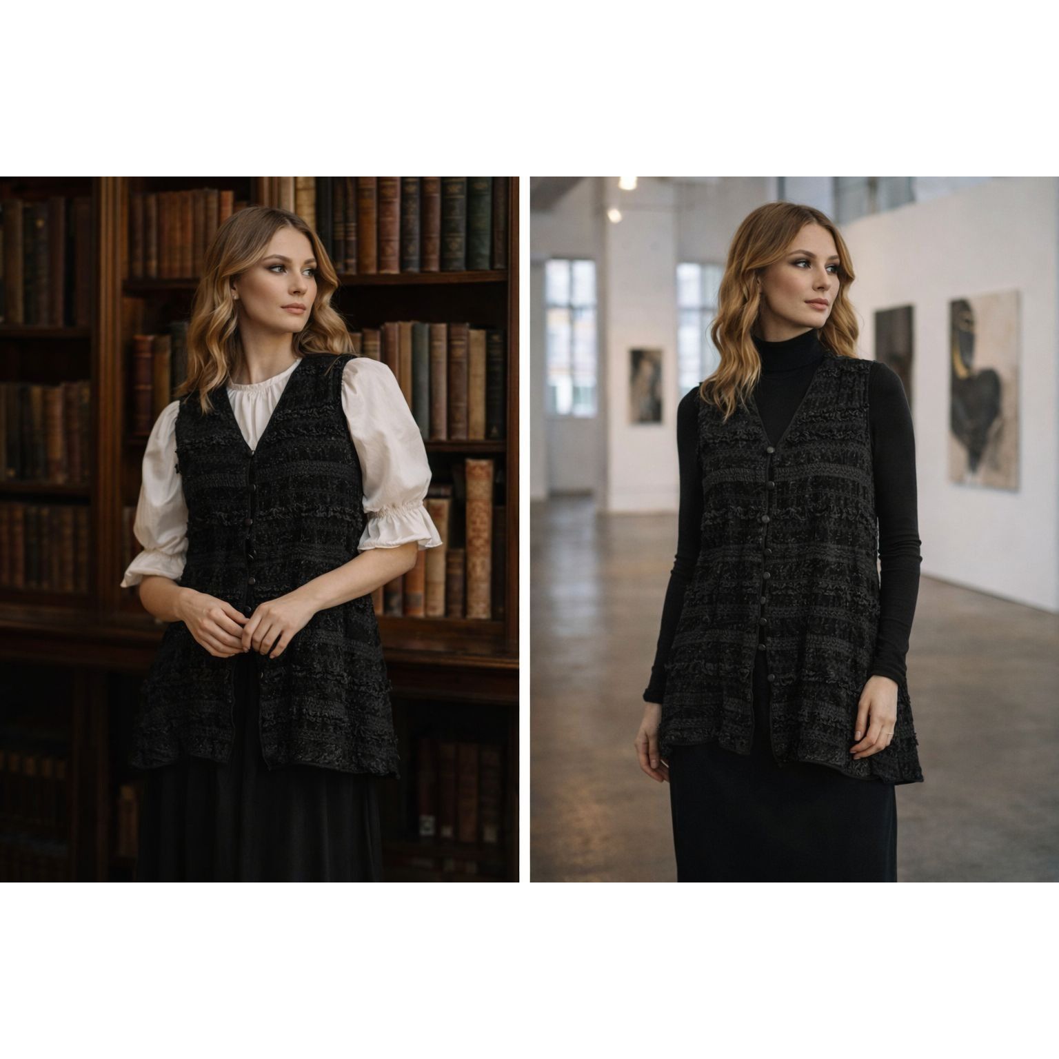 Other VTG Maggie Lawrence Black Vest 26/28 Velvet lace Ruffle Witc Size 3XL / US 20-22 - 1 Thumbnail