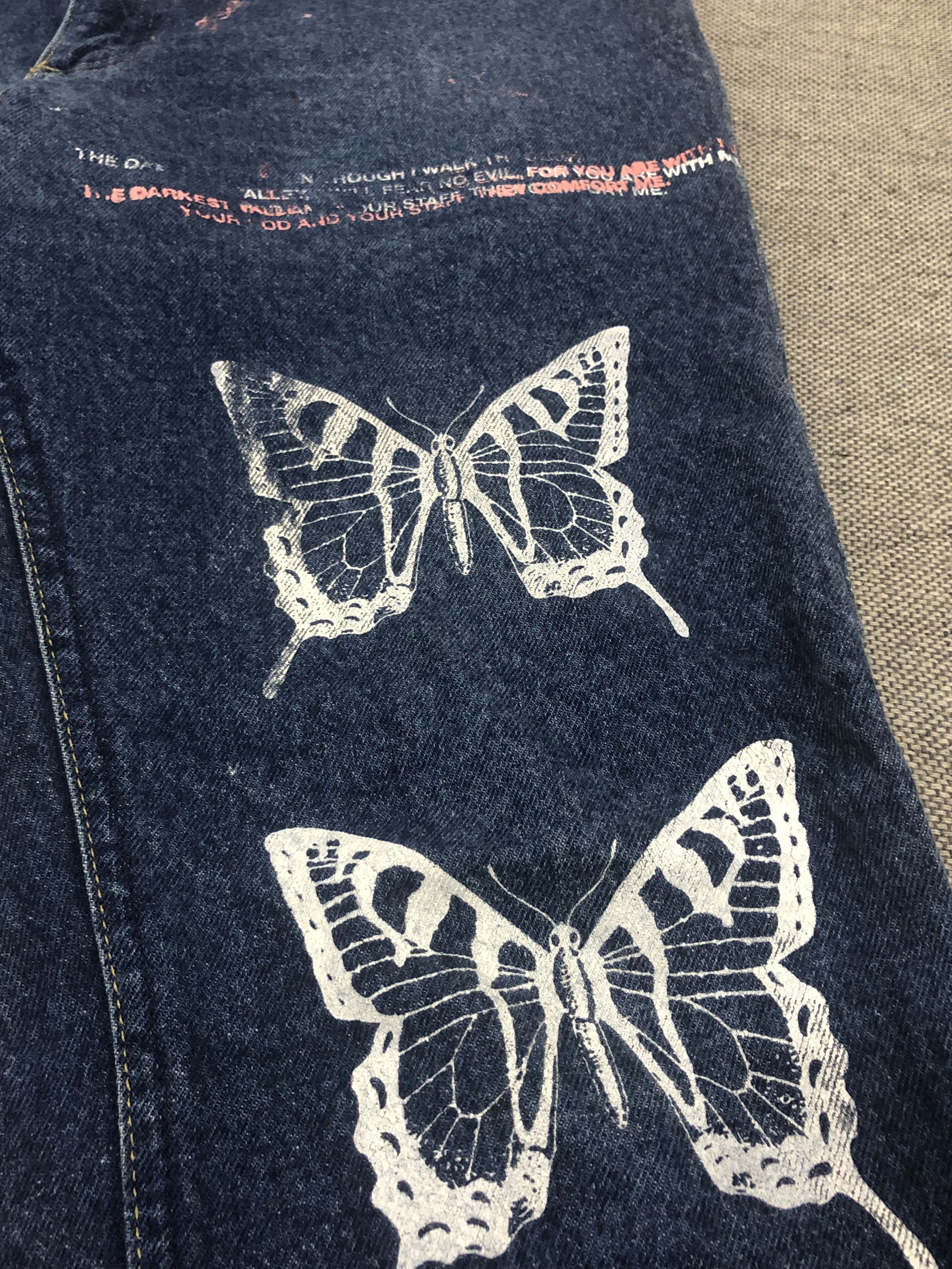 Lee Vintage Lee Denim Jeans Butterfly Custom Distressed USA Size US 33 - 6 Thumbnail
