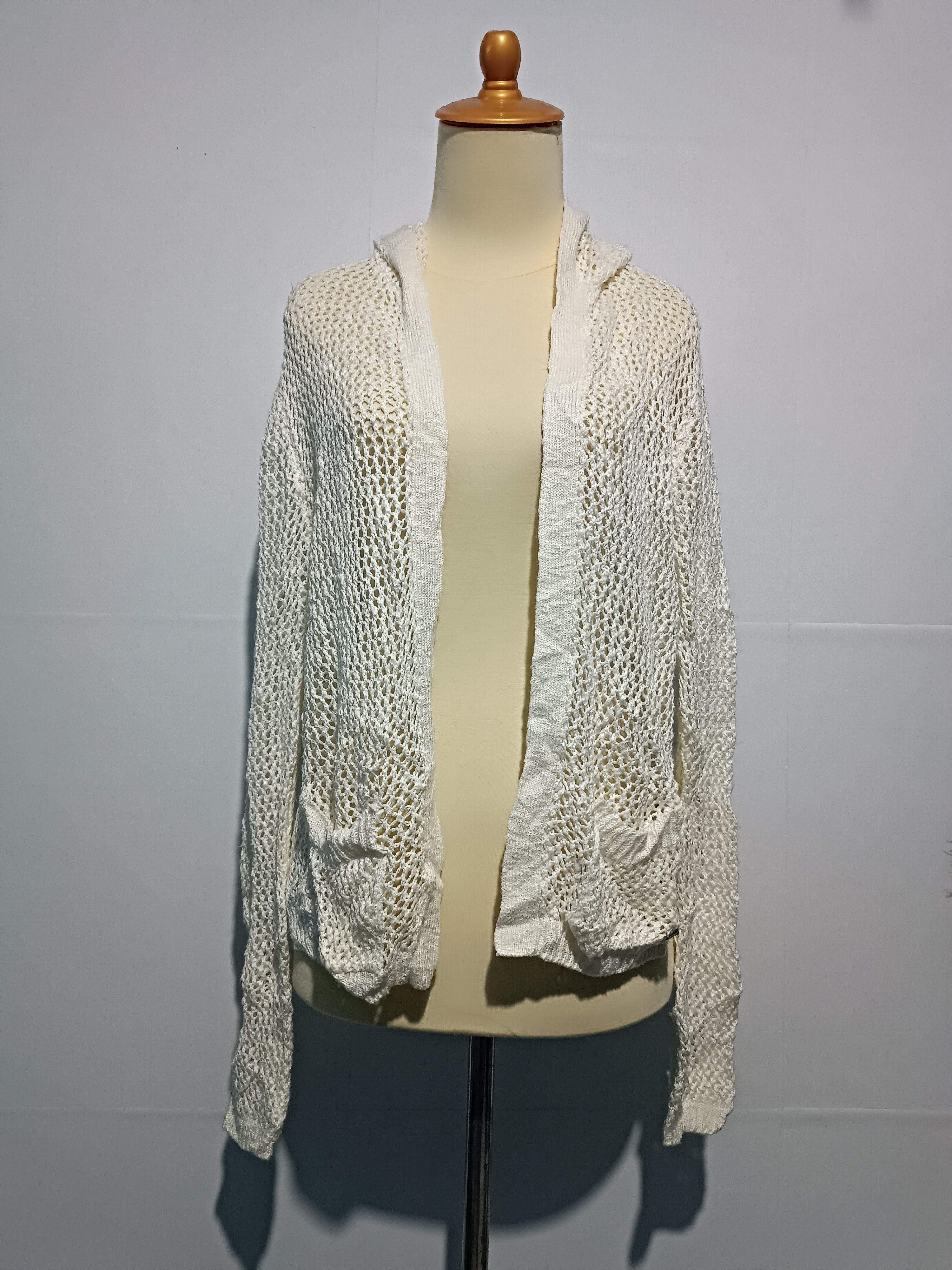 Japanese Brand × Who A.U. Who.A.U Spider Web Knit Hoodie Cardigan Beige Color Size M / US 6-8 / IT 42-44 - 1 Thumbnail