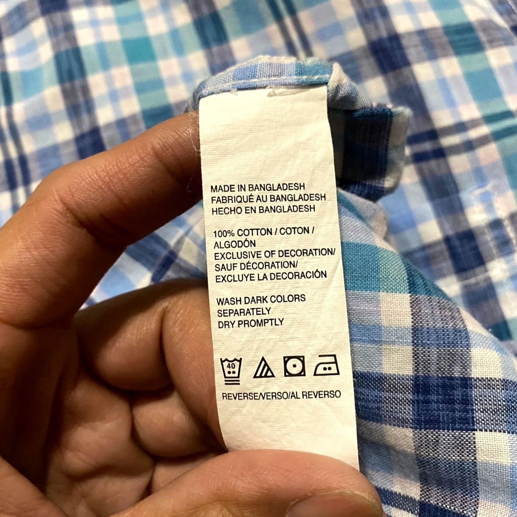 Izod IZOD Saltwater Mens XL Shirt Blue Plaid Button-Down Short Sleeve 100% Cotton Size US XL / EU 56 / 4 - 4 Thumbnail