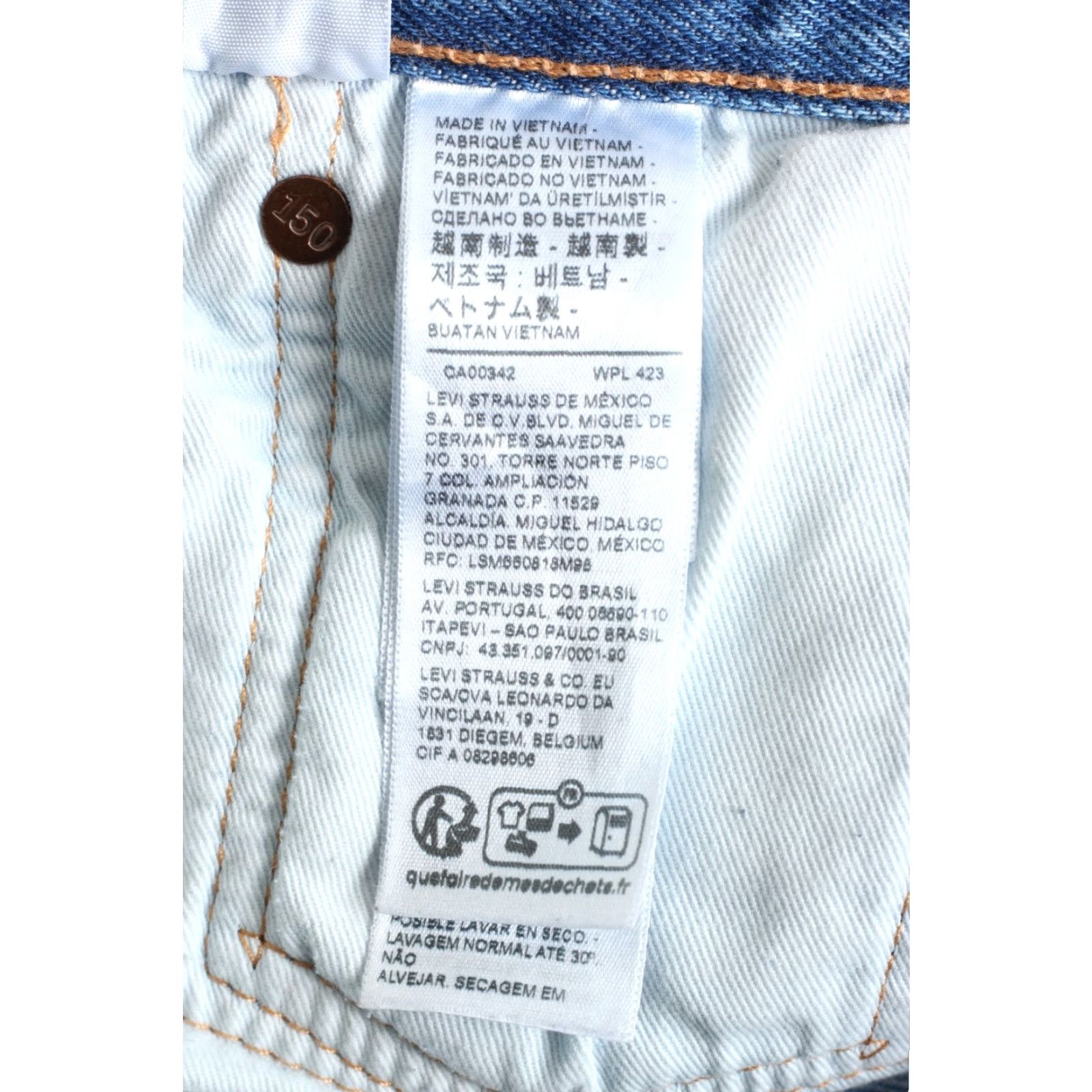 Levi's VINTAGE Levi's 501 Jeans Men 34x28 Distressed Raw Hem 150th Anniversary Edition Denim Blue 5-Pocket Straight Waist 34 Inseam L28 DZ7361 Mens Size US 34 / EU 50 - 7 Thumbnail