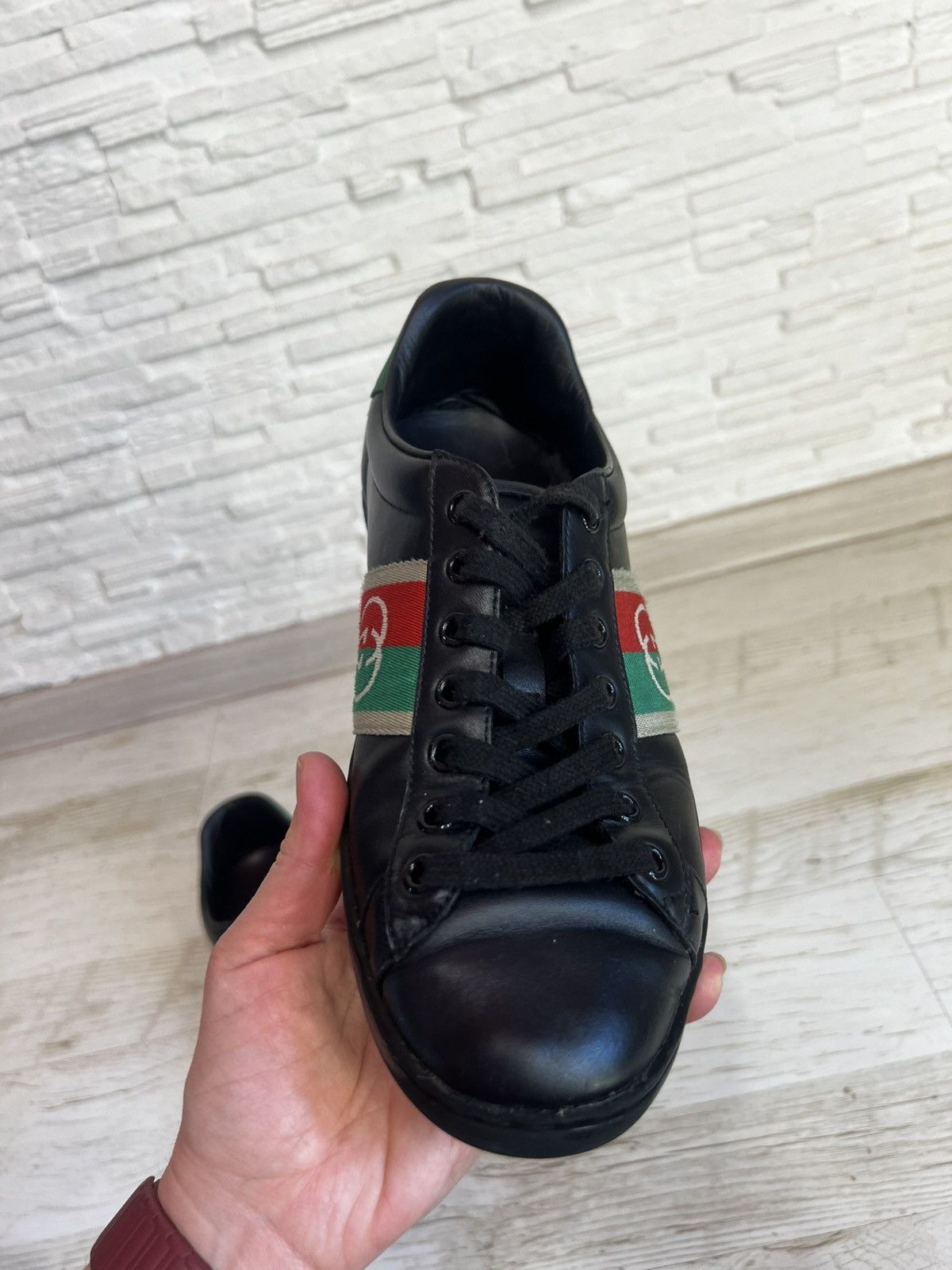 Gucci Gucci Ace Black Leather Sneakers 644749 Size 40 / US 7 Size US 7 / EU 40 - 13 Thumbnail