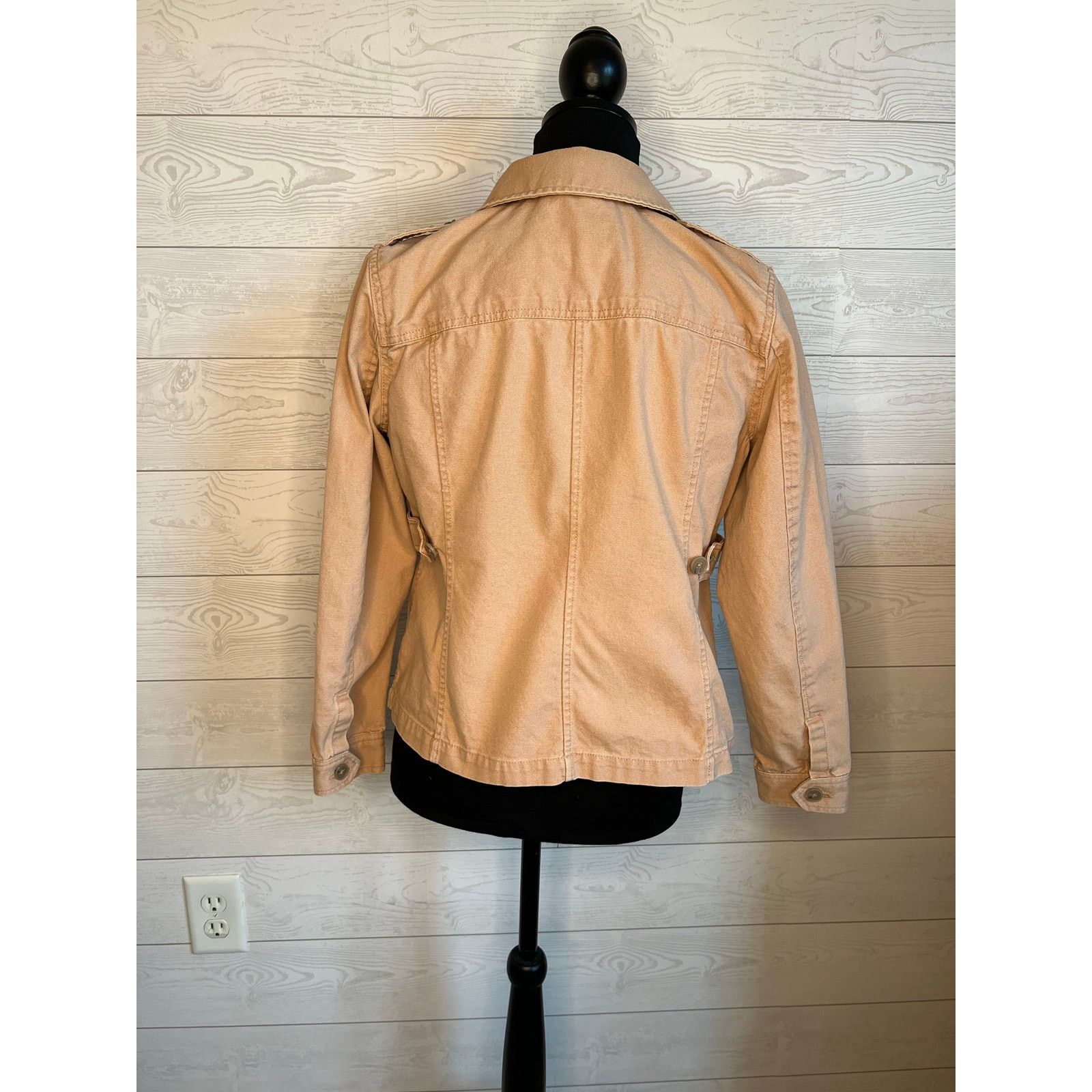 Loft LOFT tan denim utility jacket Size MP Safari military Size M / US 6-8 / IT 42-44 - 6 Thumbnail