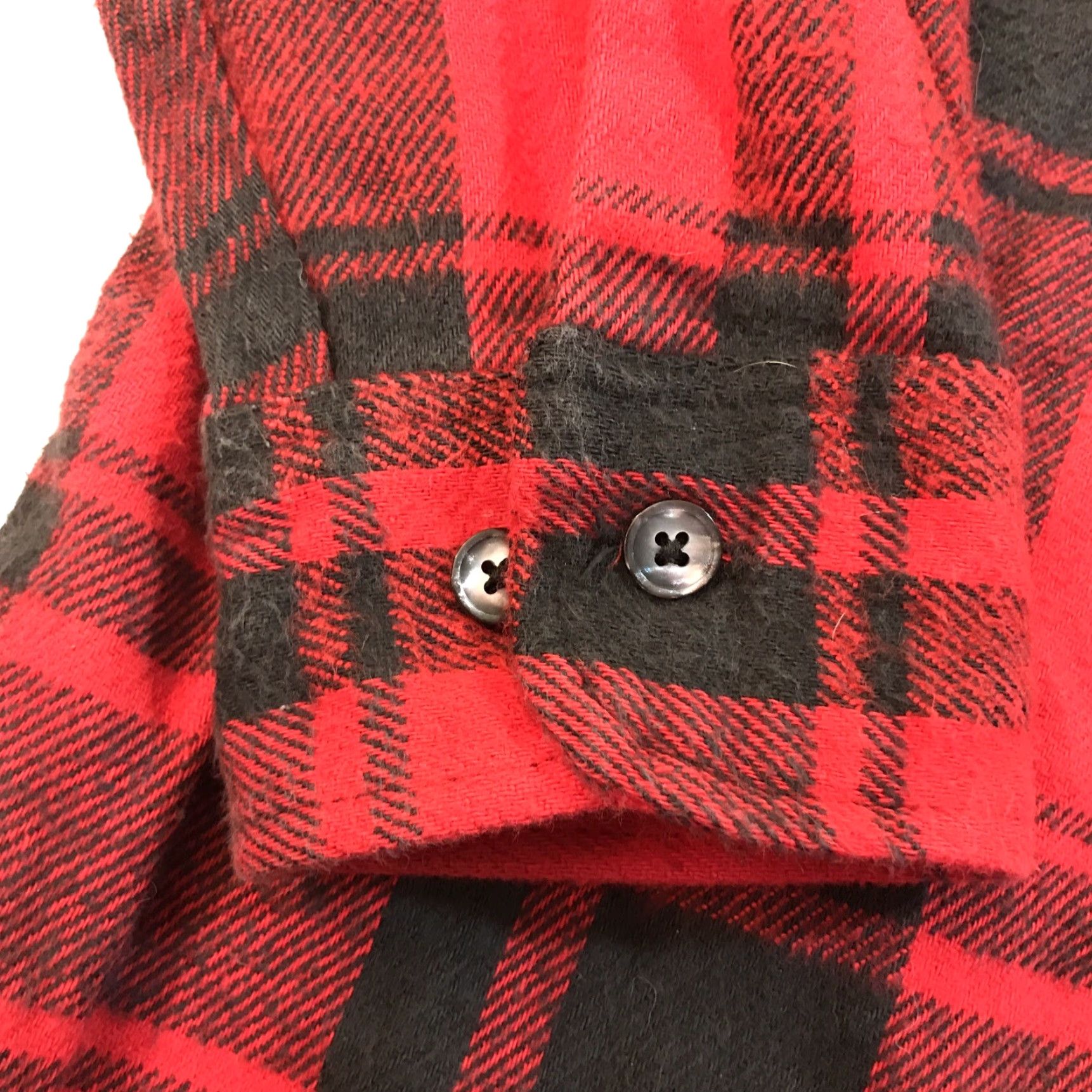 Vintage VINTAGE Big Mac Shirt Plaid Flannel Button-Up Red/Black L Men USA Heavyweight Regular Collar Spread Long Sleeve Knit Cotton (St Johns Bay) Size US L / EU 52-54 / 3 - 3 Thumbnail