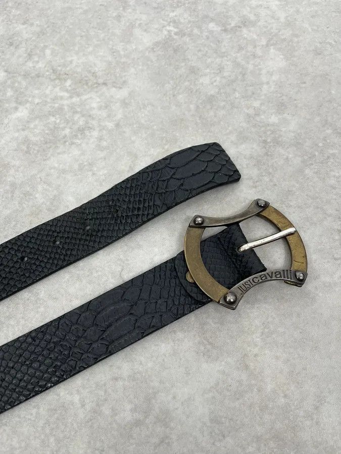 Just Cavalli 2010s Cavalli Black Python Effect Leather Belt Size ONE SIZE - 4 Thumbnail