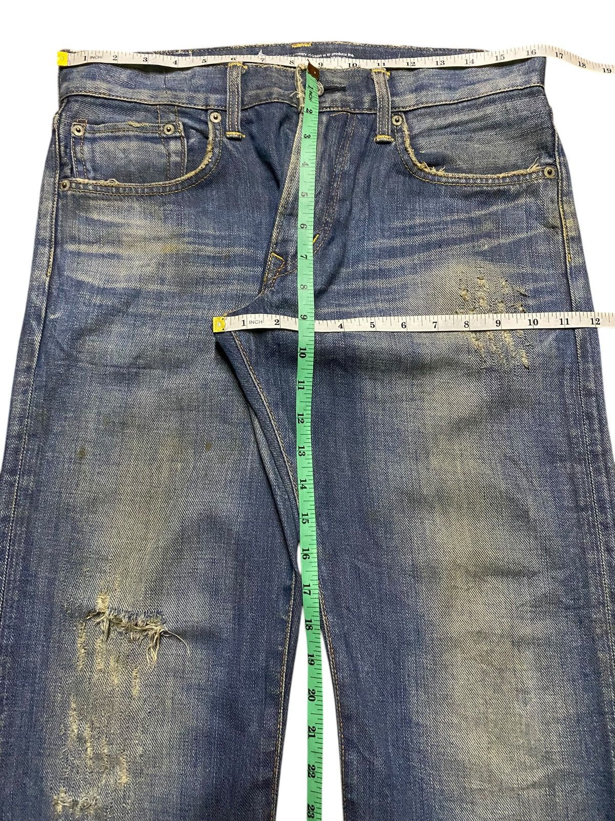 Edwin Vintage Edwin 503R Blue Trip Grunge Distressed Loose Jeans Size US 33 - 17 Thumbnail