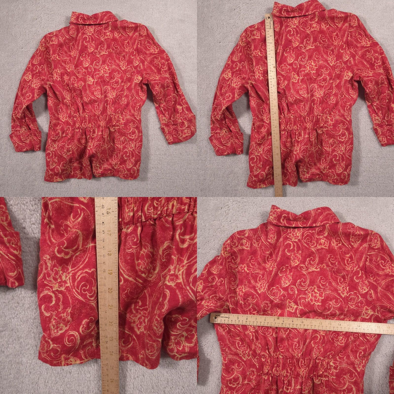 Vintage Christopher & Banks Jacket Womens M Red Linen Floral Snap Front Casual Size M / US 6-8 / IT 42-44 - 8 Thumbnail