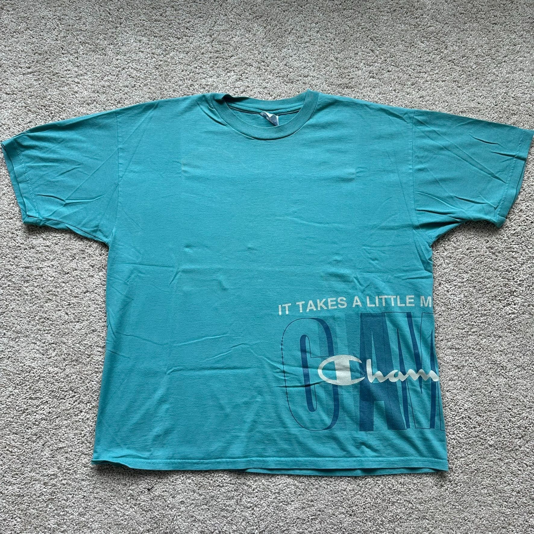 Champion Vintage 90s Champion Big Print T-Shirt Turquoise Blue Athlet Size US XL / EU 56 / 4 - 3 Thumbnail