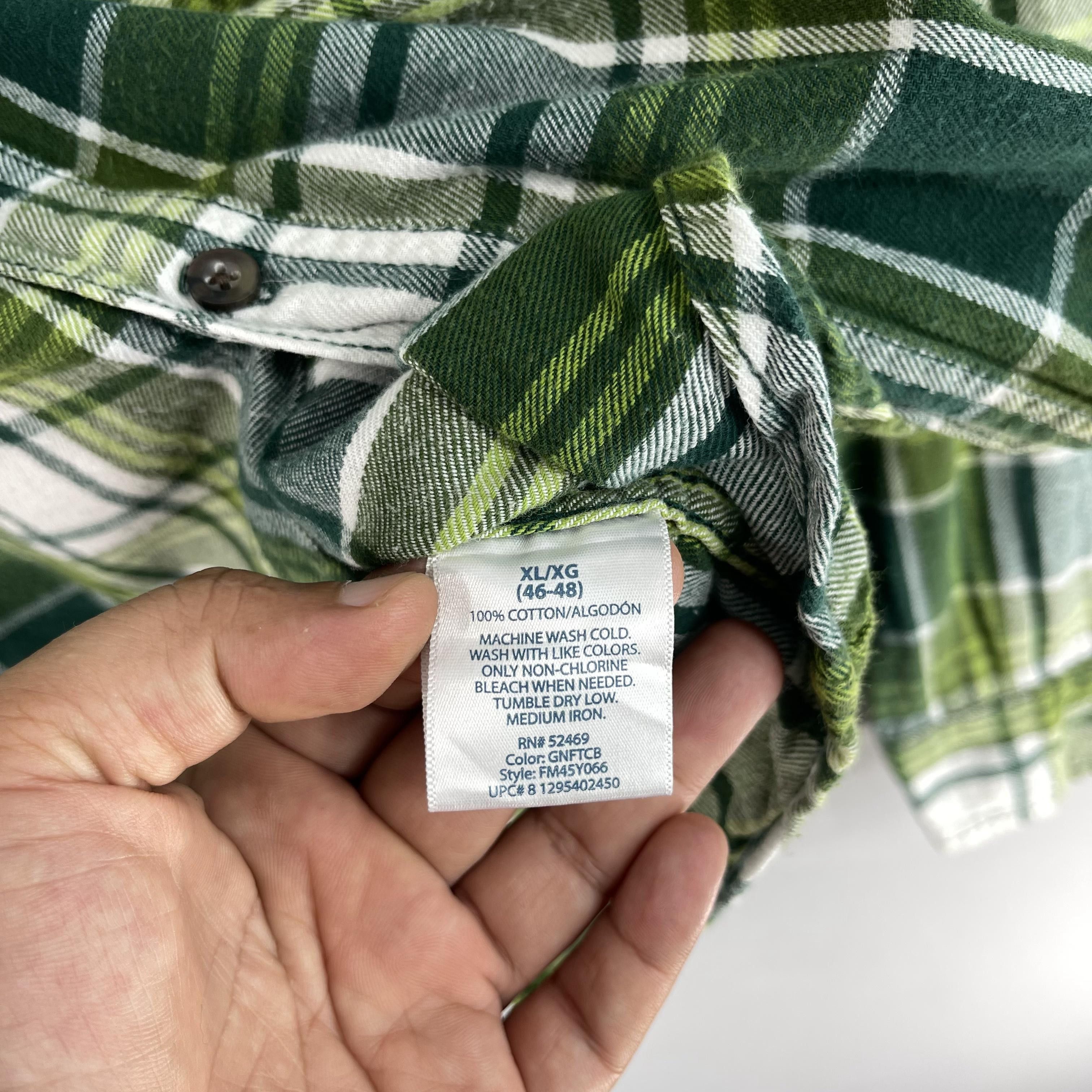 Faded Glory × Flannel FADED GLORY Checkered Plaid Green Flannel Shirt Button Up Size US XL / EU 56 / 4 - 6 Thumbnail
