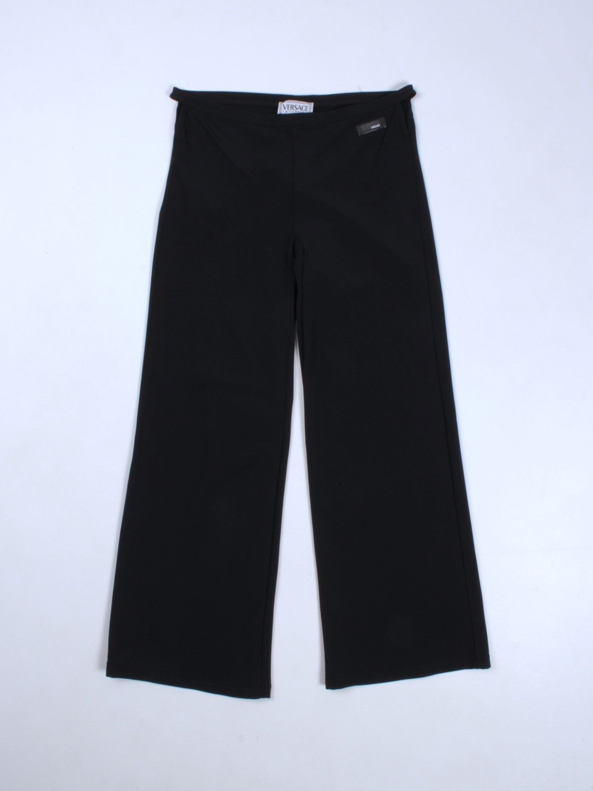 Versace × Vintage Versace Intensive Black Nylon Womens Wide Leg Pants Size 32" / US 10 / IT 46 - 8 Thumbnail