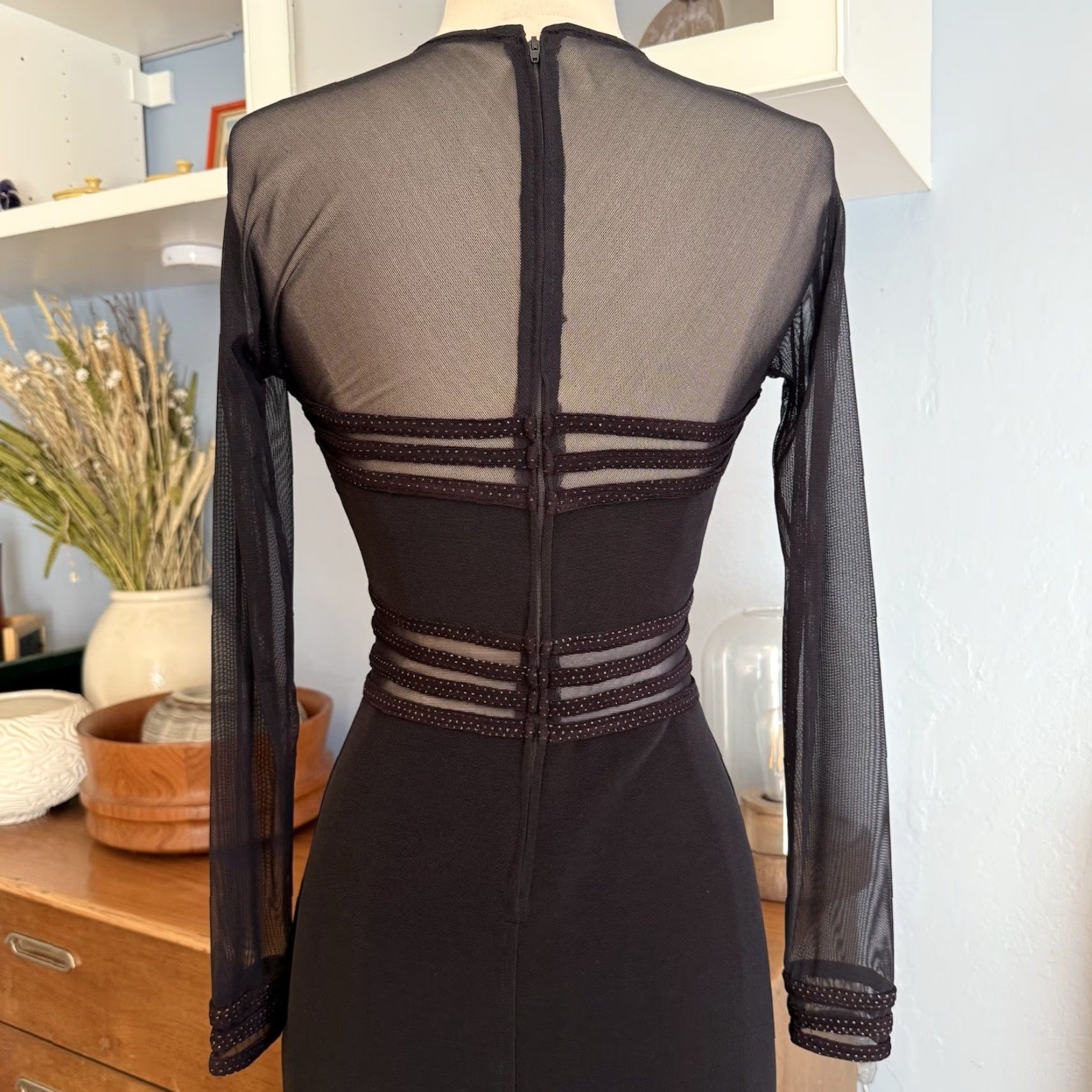 Vintage VINTAGE Cache Formal Gown Maxi Dress Bodycon Black S 1990s 2000s 90s Clubwear Wedding Paris Gothic Rock Size S / US 4 / IT 40 - 7 Thumbnail