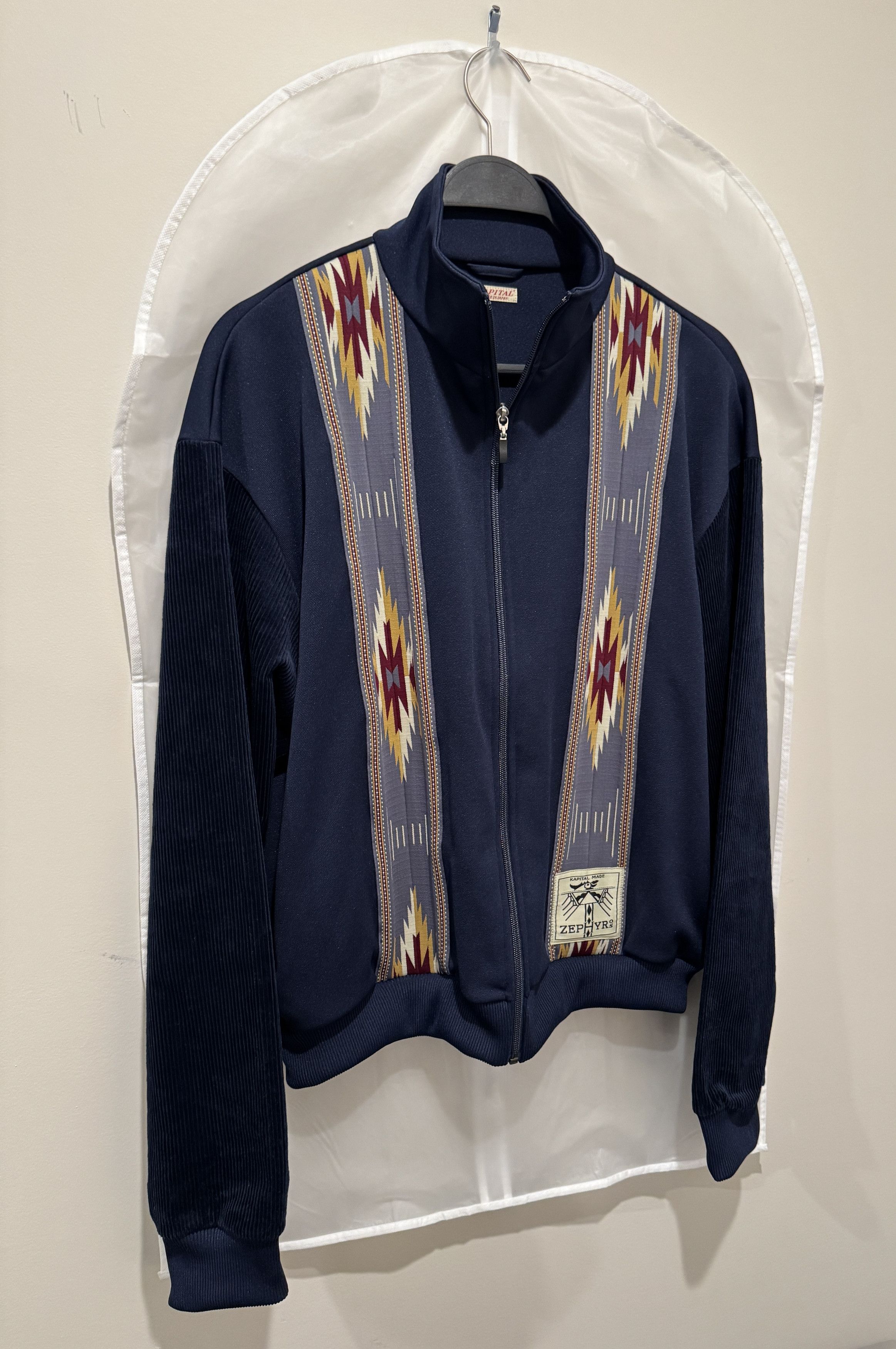 Kapital SMOOTH JERSEY KOCHI & ZEPHYR TRACK JACKET NAVY SIZE 3 LARGE Size US L / EU 52-54 / 3 - 4 Thumbnail