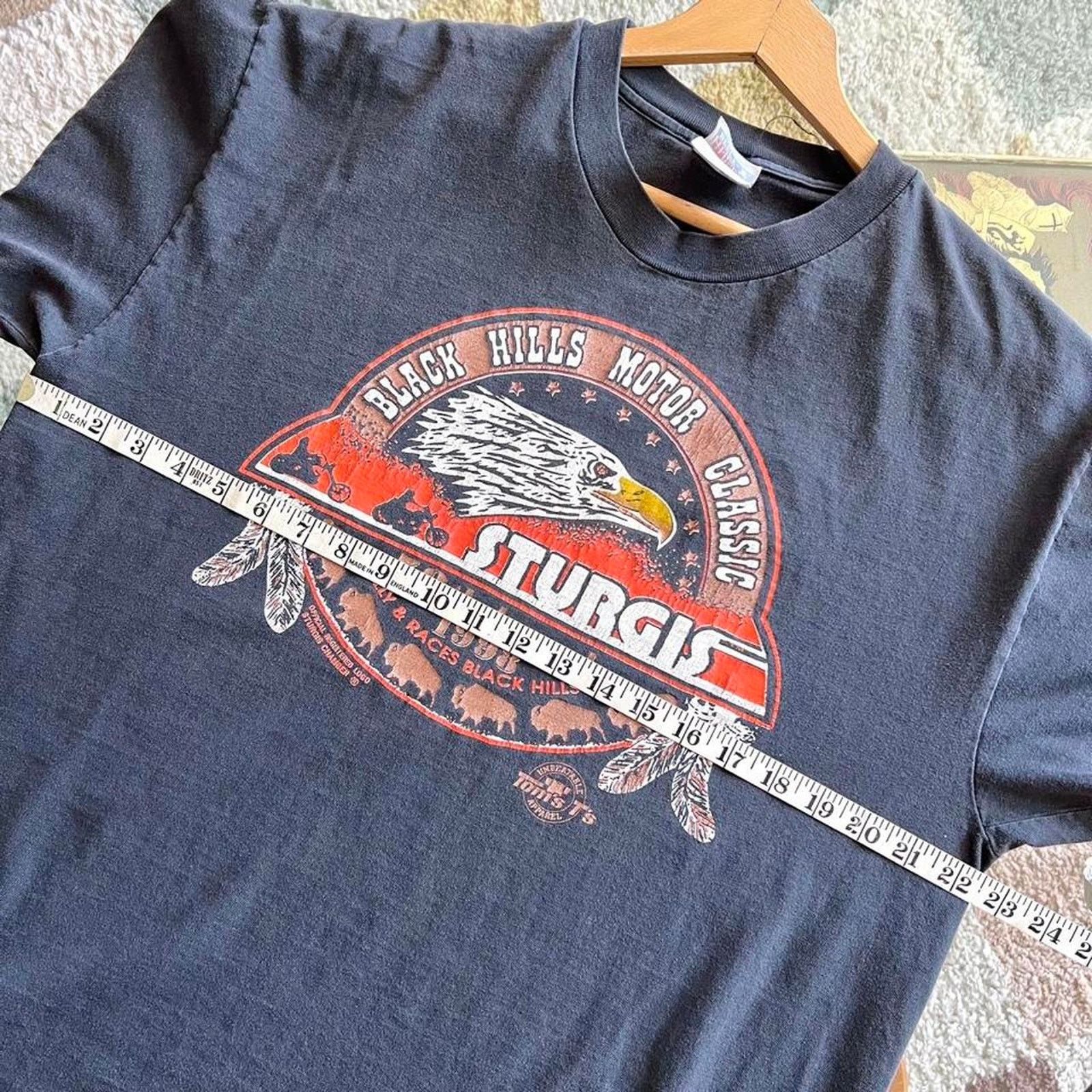 Hanes 1998 Sturgis Motorcycle Rally T-Shirt | Faded Black | XL Size US XL / EU 56 / 4 - 9 Thumbnail