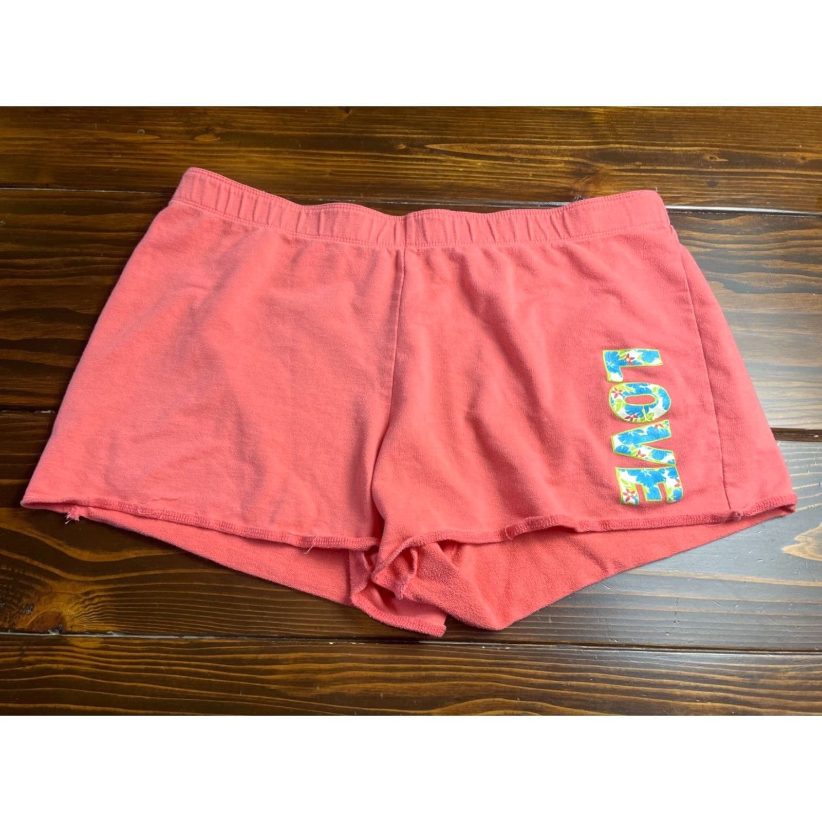 Vintage Just Be Shorts Women's 2XL Pink Lounge Waistband LOVE Floral on Print Lounge Womens 2XL Pink Size 26" / US 2 / IT 38 - 2 Thumbnail