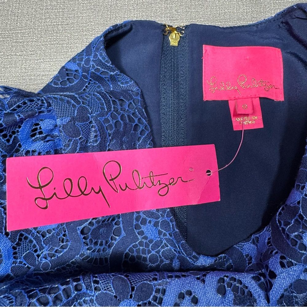 Lilly Pulitzer NWT New $258 Lilly Pulitzer Georgi Lace Long Sleeve Blue Dr Size XS / US 0-2 / IT 36-38 - 6 Thumbnail