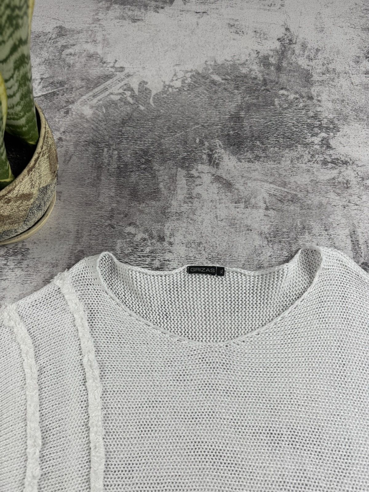 Japanese Brand Grizas Linen Asymmetric Oversized Knit Sweater Cropped Tunic Size XL / US 12-14 / IT 48-50 - 11 Thumbnail