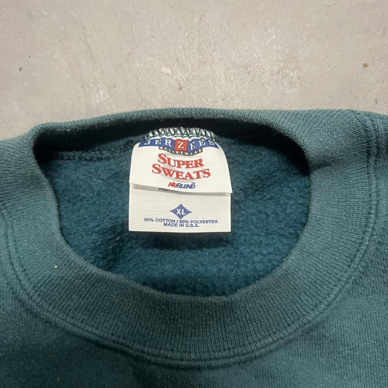 Vintage Vintage Y2K Blank Green MadeInUSA 90s Sweatshirt! Size US XL / EU 56 / 4 - 4 Thumbnail