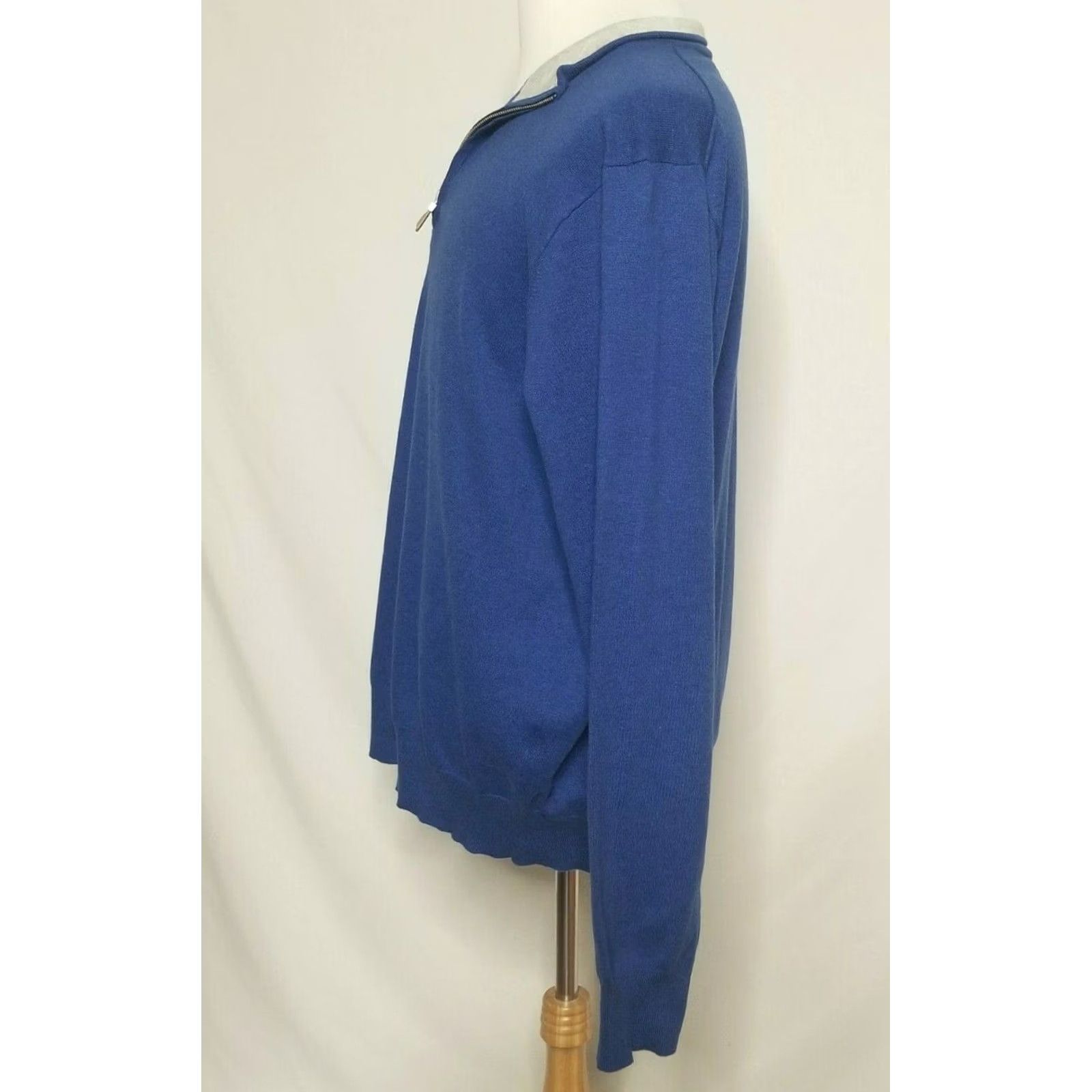 Peter Millar Peter Millar Mens XL Sweater 1/4 Zip Pullover Blue Long Sleeve Mock Neck Knit Cotton Blend Solid Pullover Mens XL Blue 1/4 Zip Mock Neck Size US XL / EU 56 / 4 - 2 Thumbnail