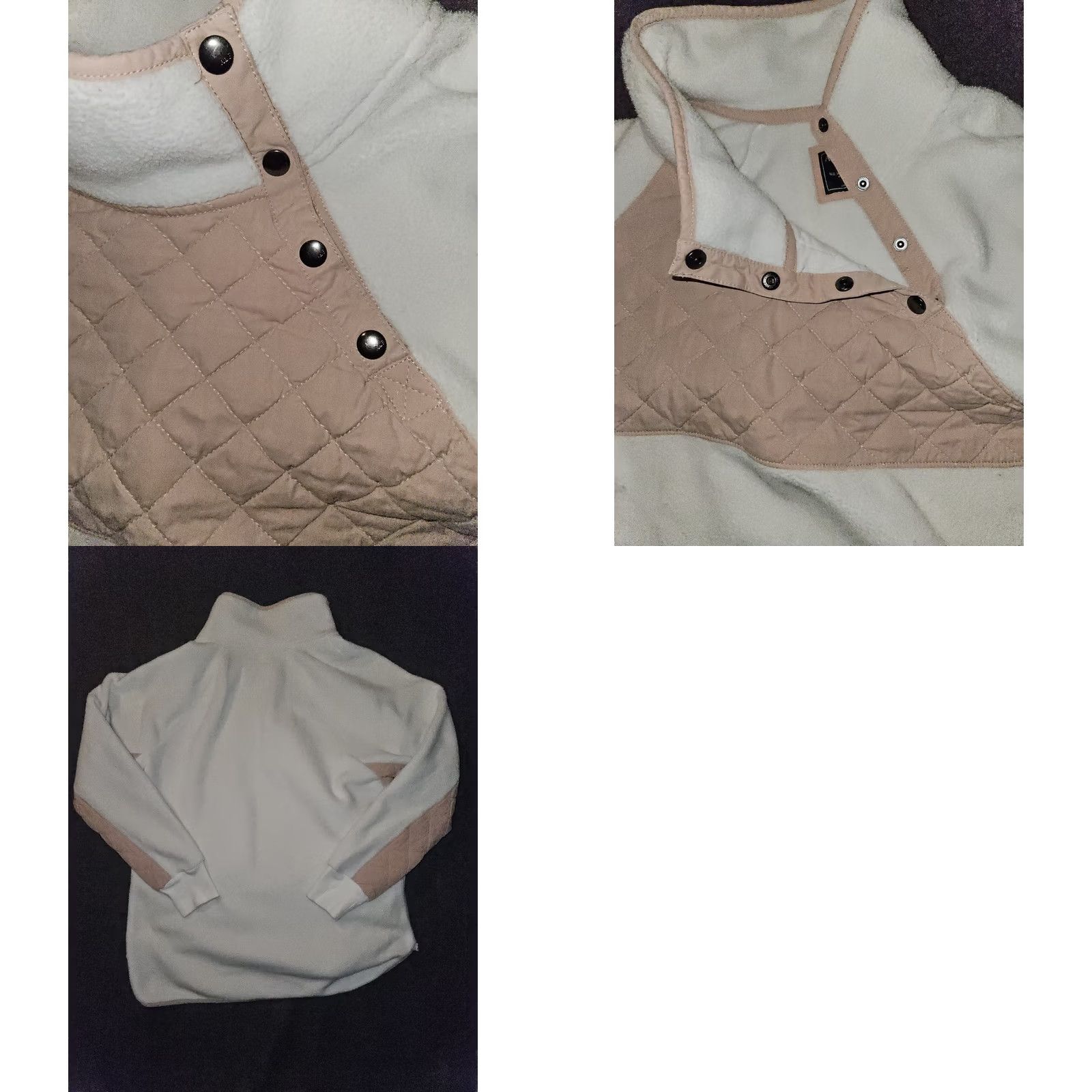 Abercrombie & Fitch Abercrombie & Fitch Fleece Quilted Pullover Jacket Women's Large White 1/4 Snap Size L / US 10 / IT 46 - 8 Thumbnail