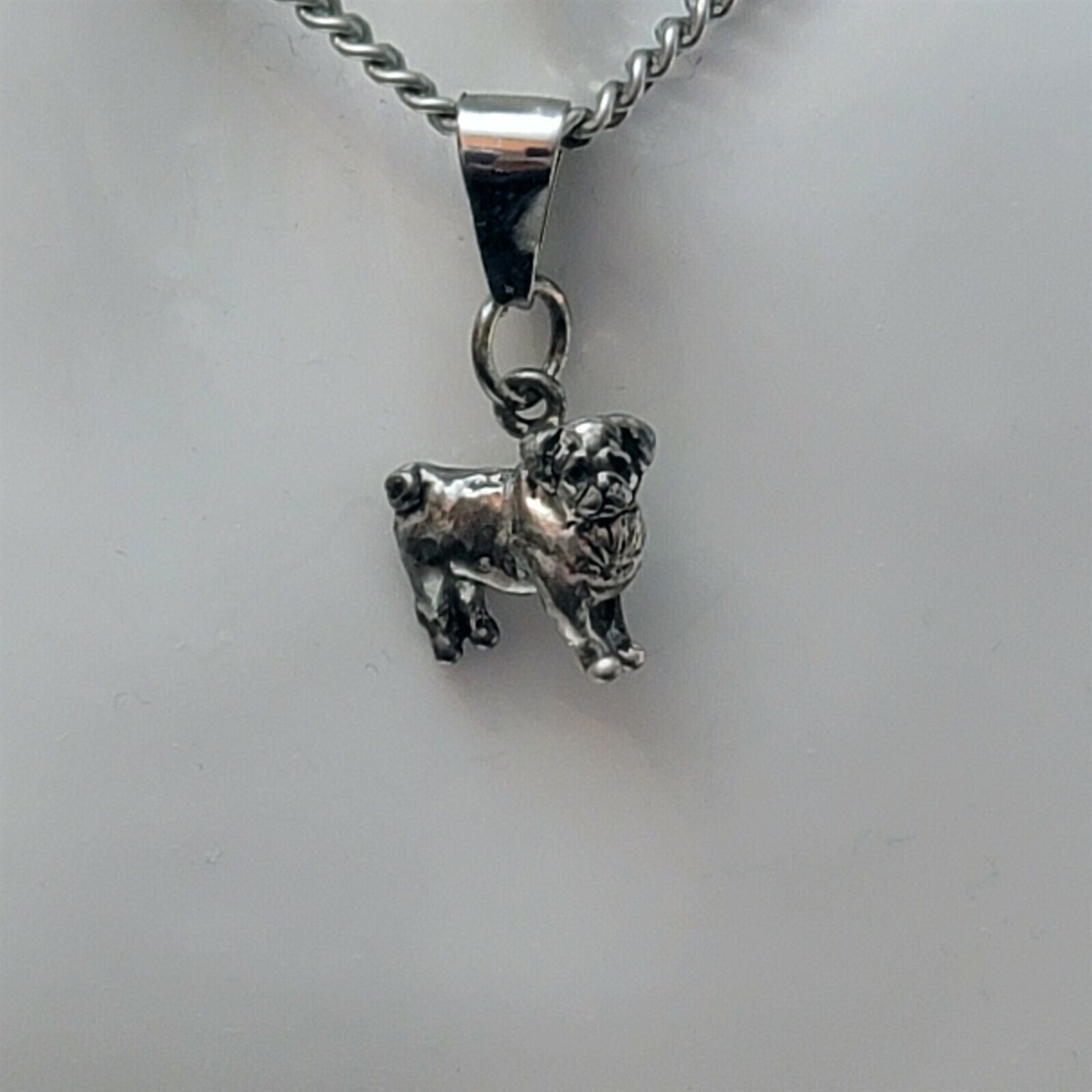 Vintage Esquivel & Fees .925 StSi Hand Cast Pug Charm 24" StSt Chain Size ONE SIZE - 2 Thumbnail