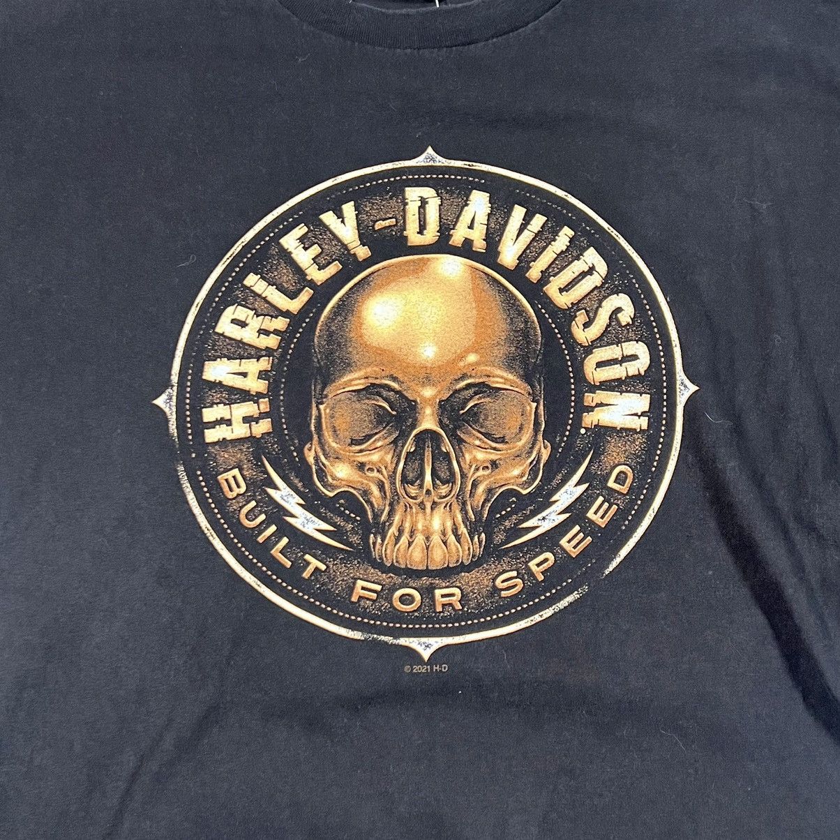 Harley Davidson × Vintage Faded 2021 Harley Davidson Skull Shirt Built For Speed Size US XL / EU 56 / 4 - 2 Thumbnail