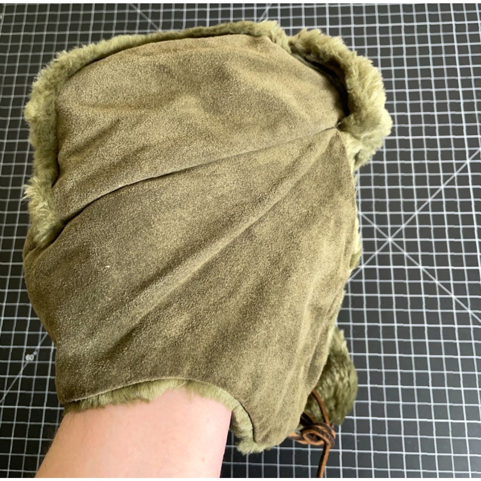 Gap Gap Trapper Hat Adult M Olive Green Leather Cow Size ONE SIZE - 5 Thumbnail