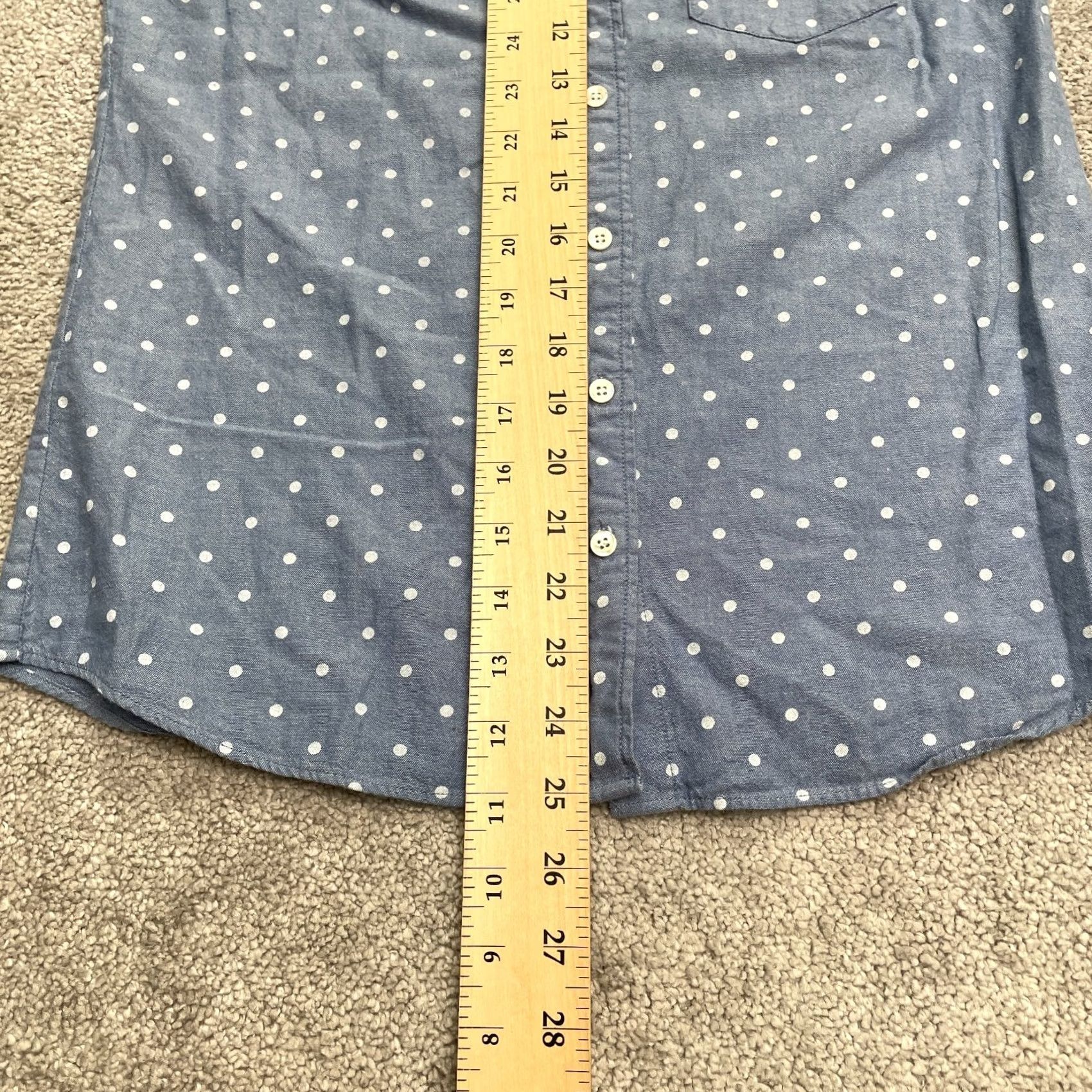 J.Crew J.CREW Womens Chambray Popover Shirt 00 Blue White Polka Dot Cotton Top Casual Workwear Classic Size XXS / US 00 / IT 34 - 7 Thumbnail