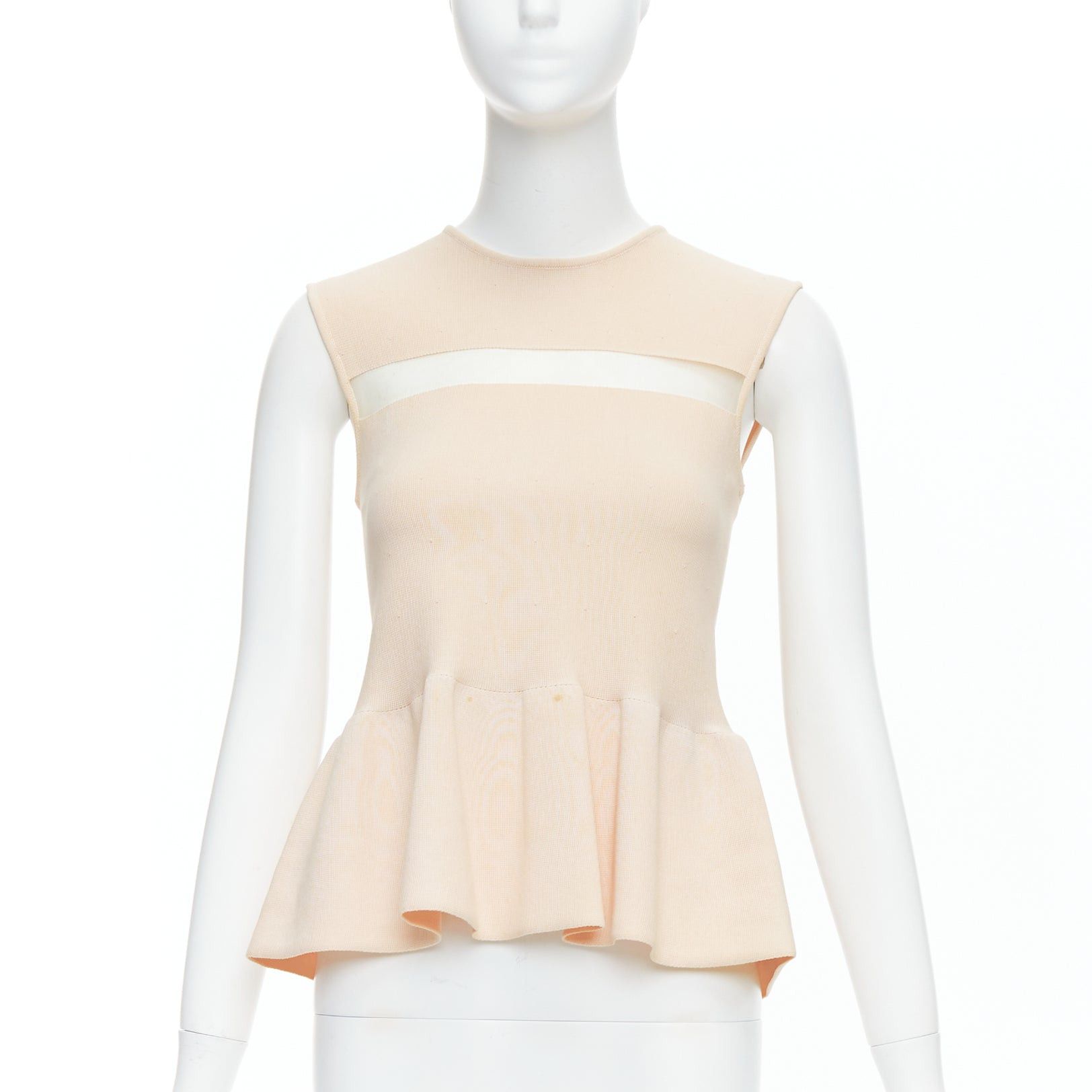 Giambattista Valli GIAMBATTISTA VALLI nude cotton sheer panel peplum top XXS Size XS / US 0-2 / IT 36-38 - 1 Thumbnail