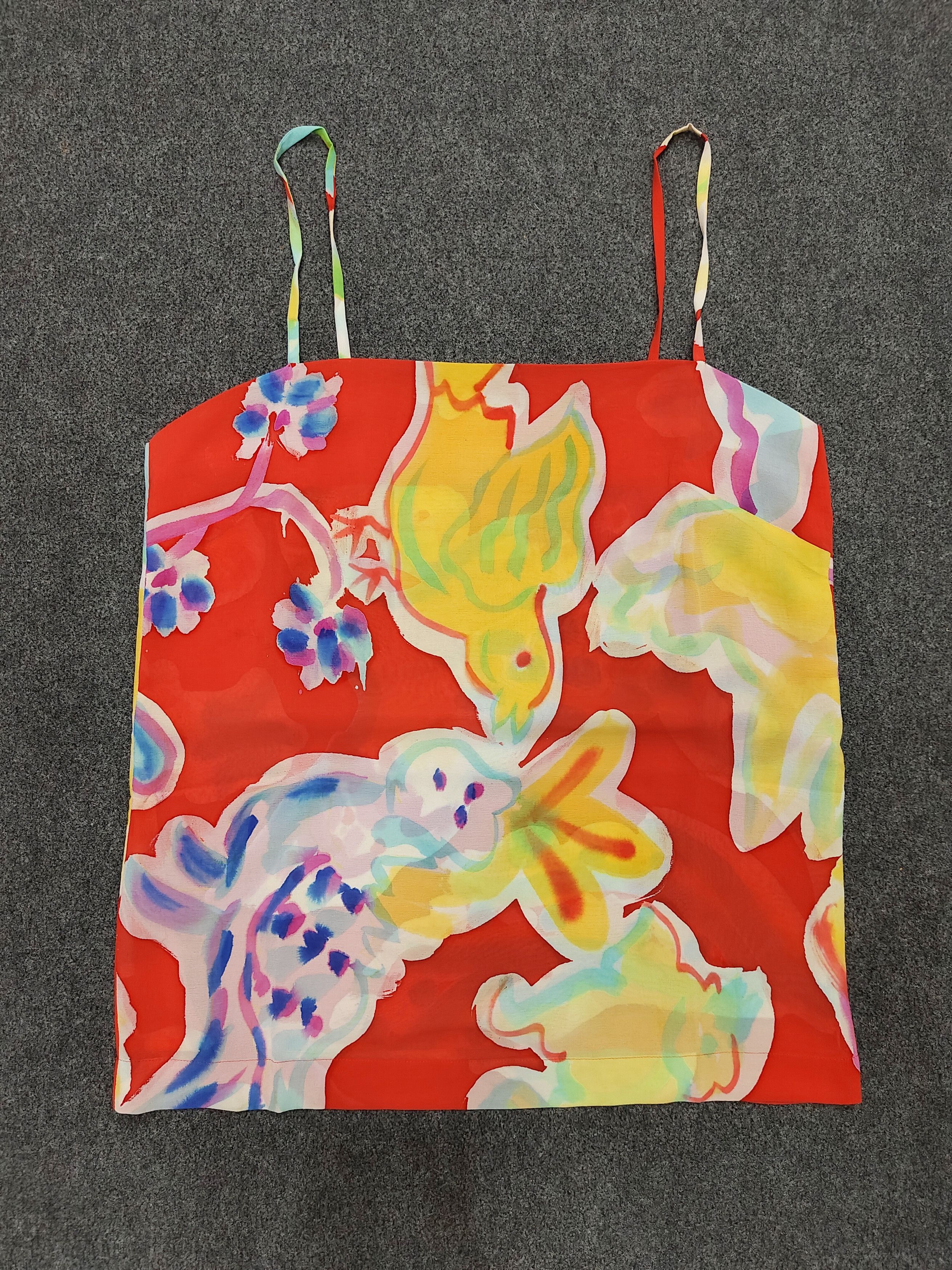 Issey Miyake SAMPLE🔥Issey Miyake Archived Abstract Floral Bird Camisole Size M / US 6-8 / IT 42-44 - 5 Thumbnail