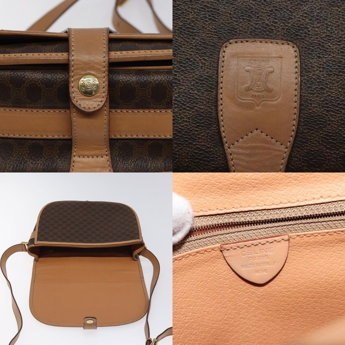 Celine CELINE Macadam Canvas Shoulder Bag Pvc Leather Brown Gold Size ONE SIZE - 11 Thumbnail