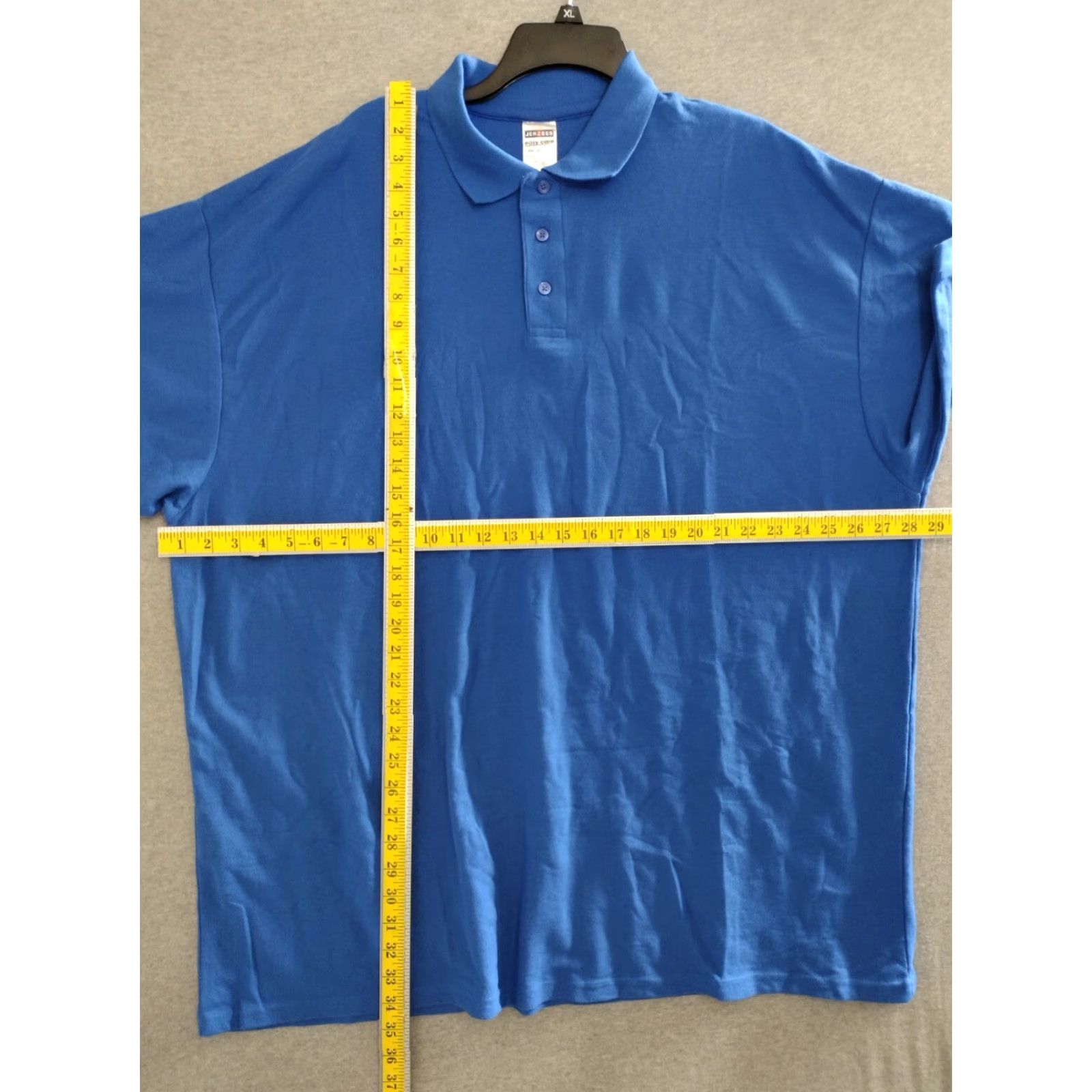 Jerzees Jerzees Polo Shirt Men Blue 4XL Shirt Regular Short Sleeve Crew Neck Color Blue Easy Care Jersey Cotton Blend Polyester 80s 90s Brand Jerzees Mens Size US XXL / EU 58 / 5 - 4 Thumbnail