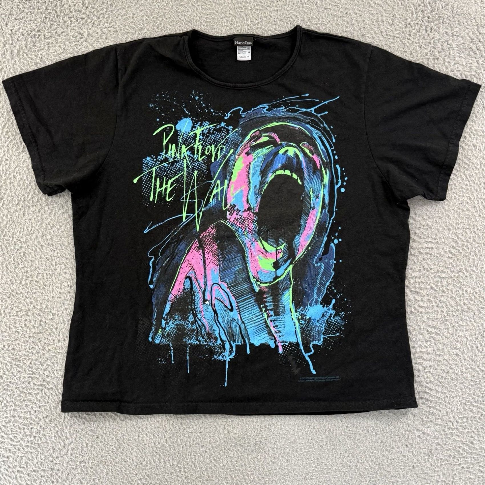 Hanes Pink Floyd The Wall Shirt Women 2XL Black Band Short Sleeve Music Concert Grunge Size XXL / US 16-18 / IT 52-54 - 2 Thumbnail
