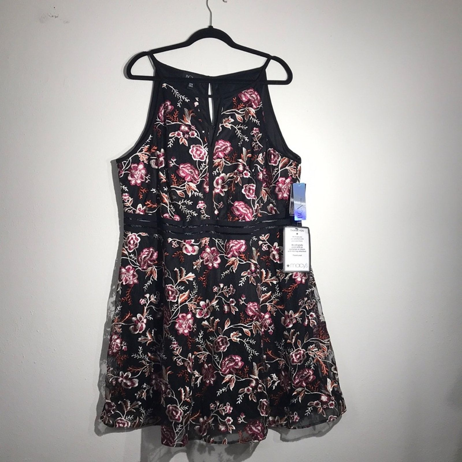 Other BCX Black Embroidered Illusion Fit Flare Dress 24W NWT Size 4XL / US 24-26 - 1 Thumbnail