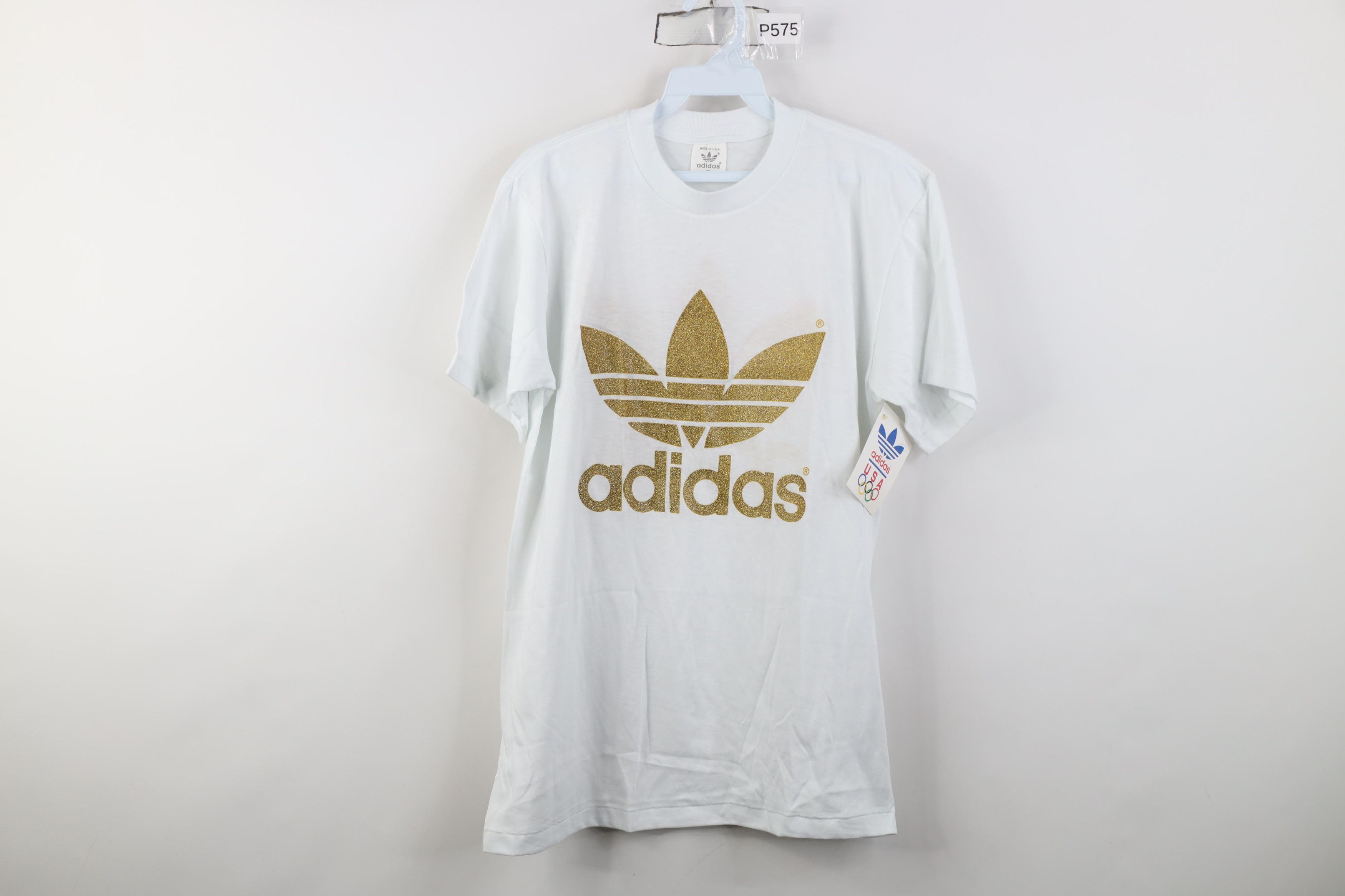 Adidas Deadstock Vintage 80s Adidas Gold Trefoil T-Shirt USA Size US M / EU 48-50 / 2 - 1 Thumbnail