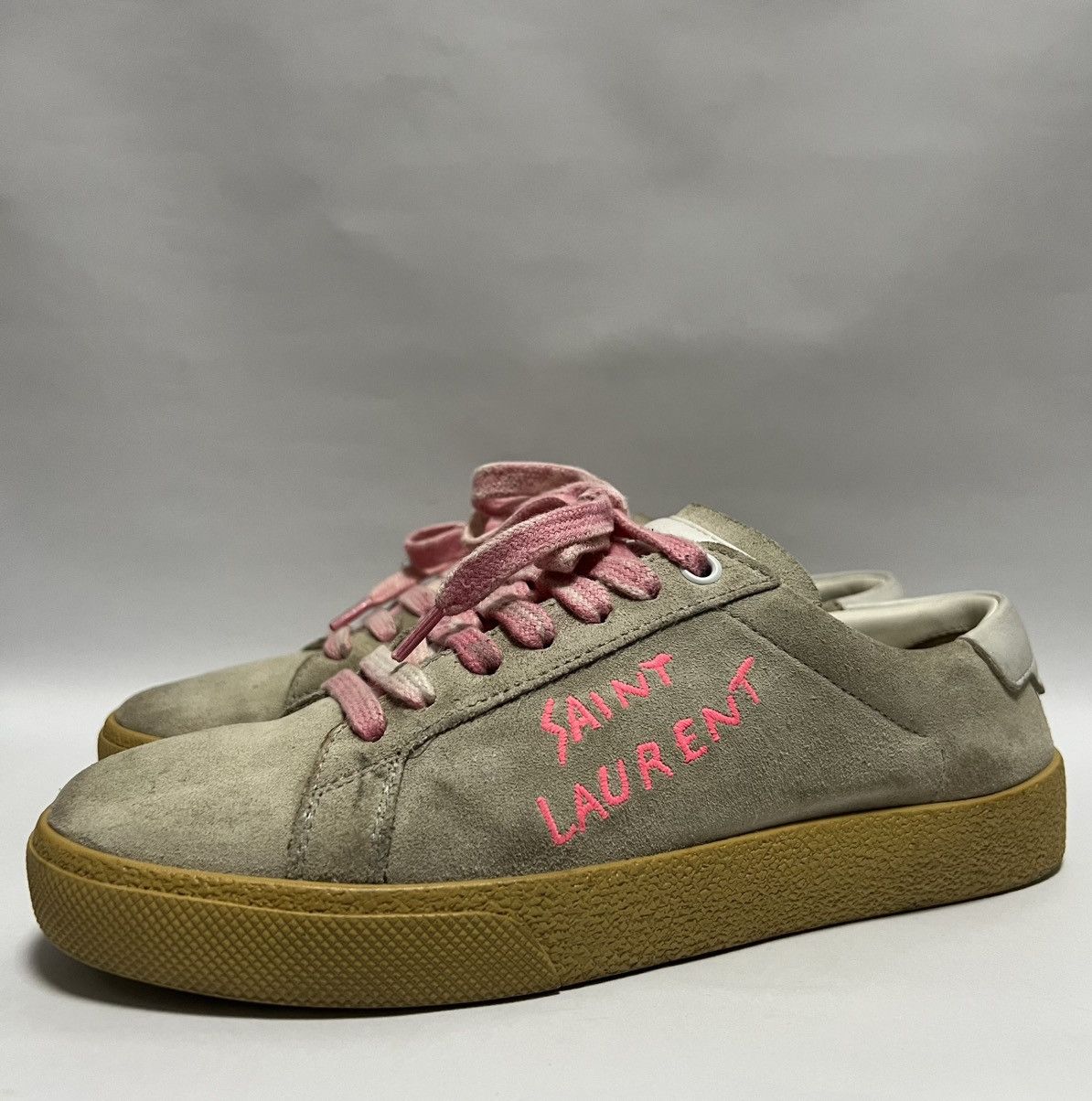Saint Laurent Paris Saint Laurent Wmns Court Classic SL-06 Optic White Fluo Pink Size US 6 / IT 36 - 5 Thumbnail