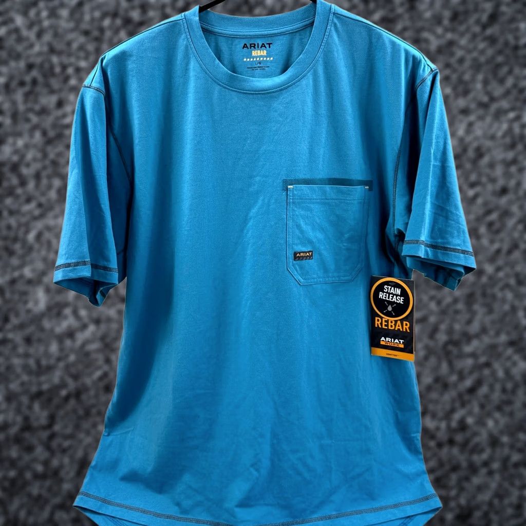 Ariat Ariat Rebar T Shirt Mens Large Blue Work Vent Tek Short Sleeve Tee Size US L / EU 52-54 / 3 - 1 Thumbnail