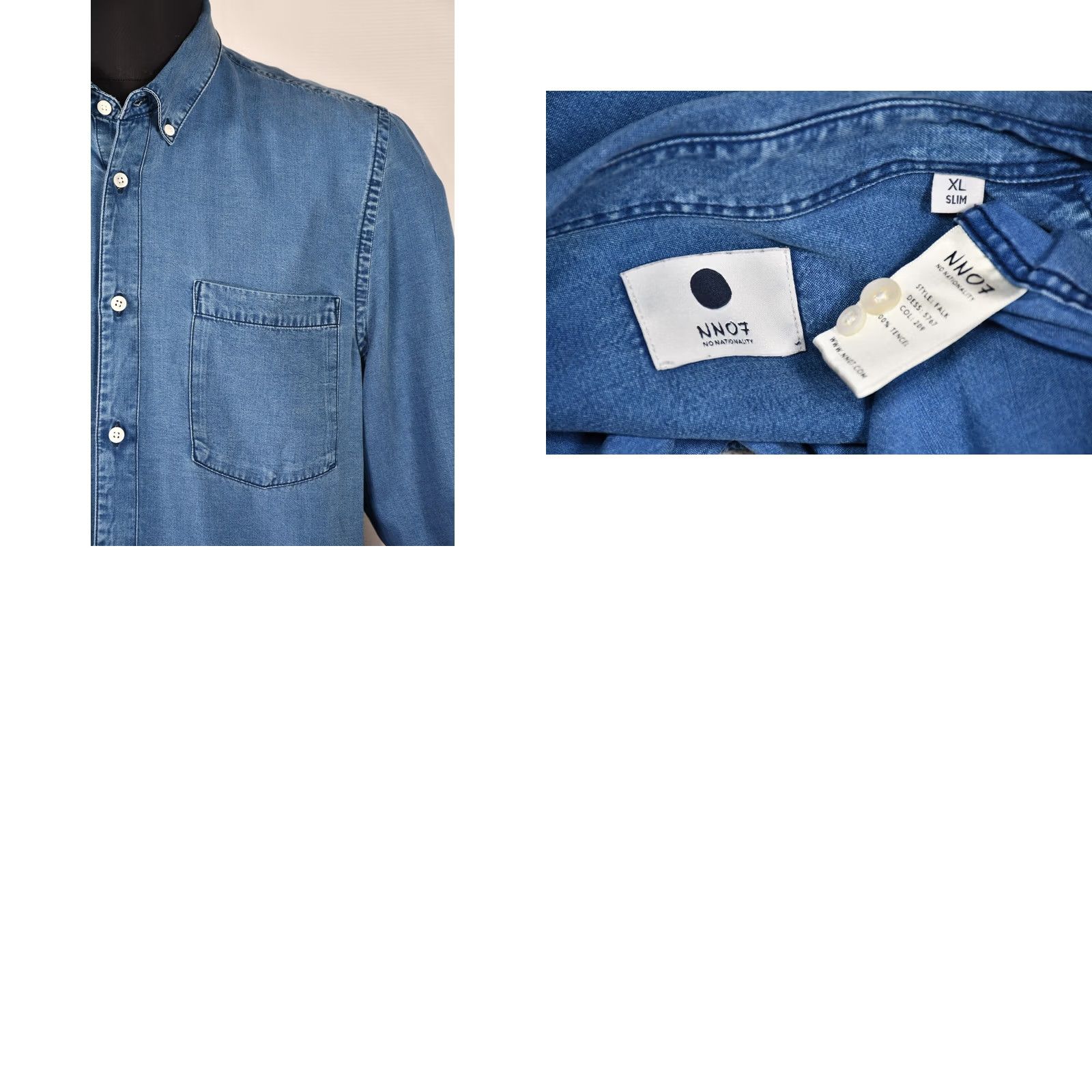 NN07 NN07 Falk Denim Look Shirt Indigo Tencel Slim Fit Men's XL NN07 Shirt Denim Indigo Slim Fit XL Men Casual Button-Up Size US XL / EU 56 / 4 - 8 Thumbnail
