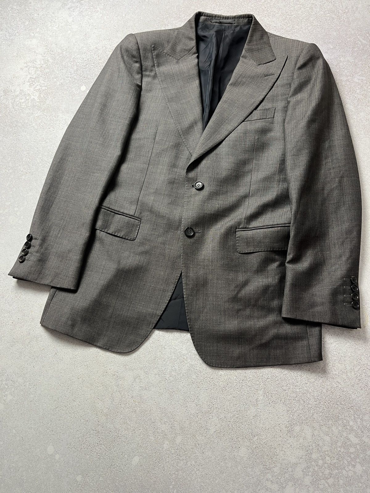 Gucci GUCCI Grey Wool Suit Jacket Peak Lapel 2 Button Blazer Size 38R - 3 Thumbnail