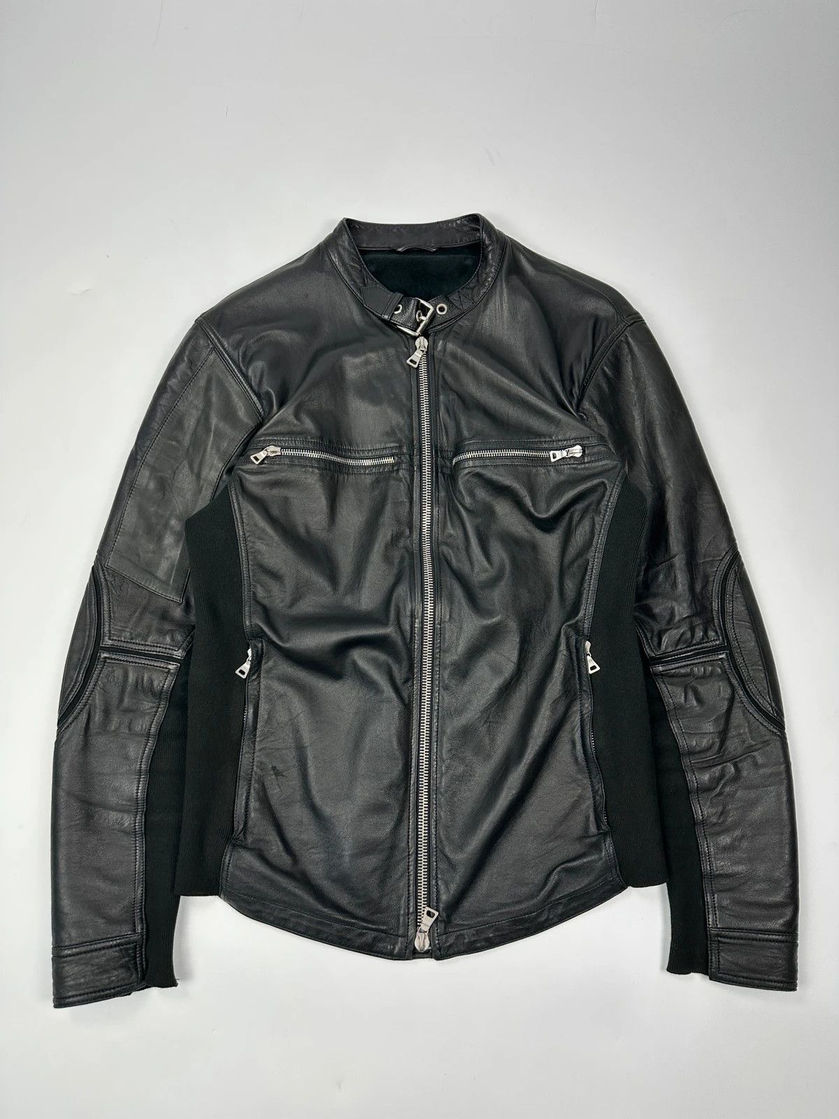 Prada Prada Sport FW2002 Black Leather & Cotton Motor Panel Jacket Size US M / EU 48-50 / 2 - 1 Thumbnail