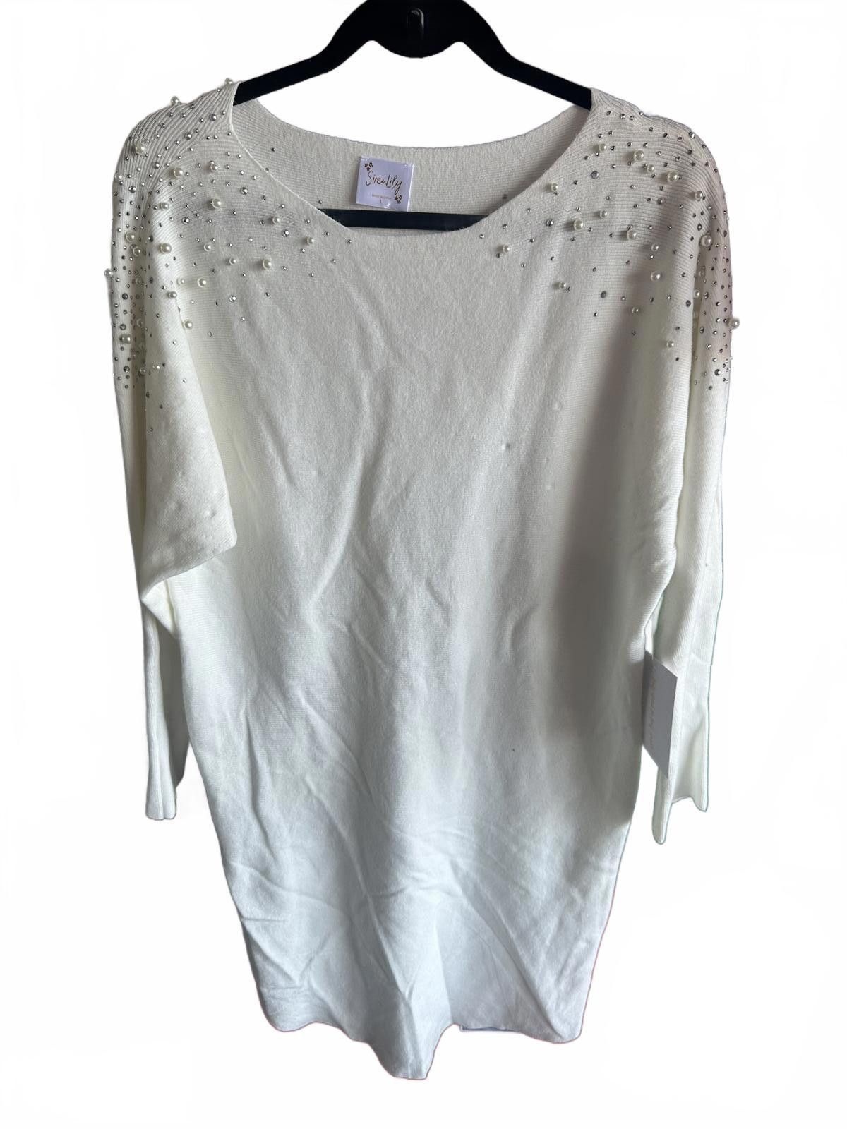Designer Sirenlily Sweater dress with Pearl Rhinestones -L Size L / US 10 / IT 46 - 1 Thumbnail