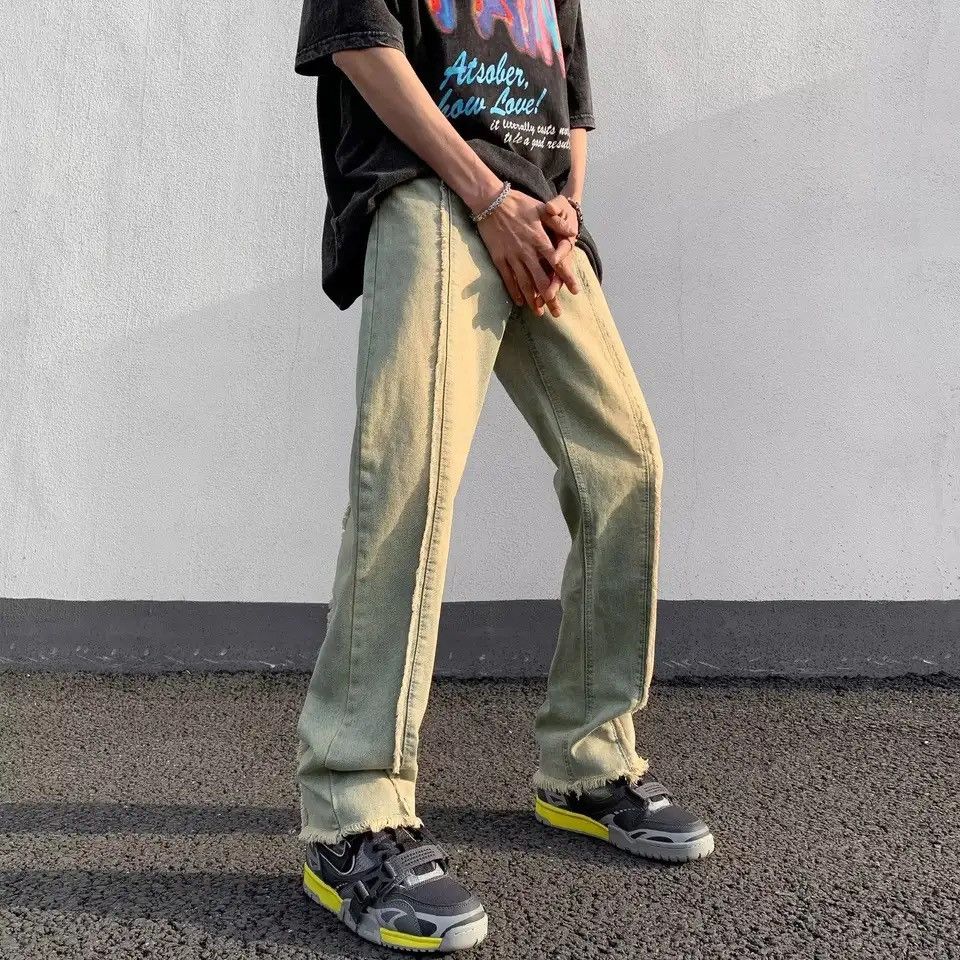 image of Distressed Denim x Vintage Y2K Streetwear Vintage Blue Stacked Jeans, Men's (Size 35)