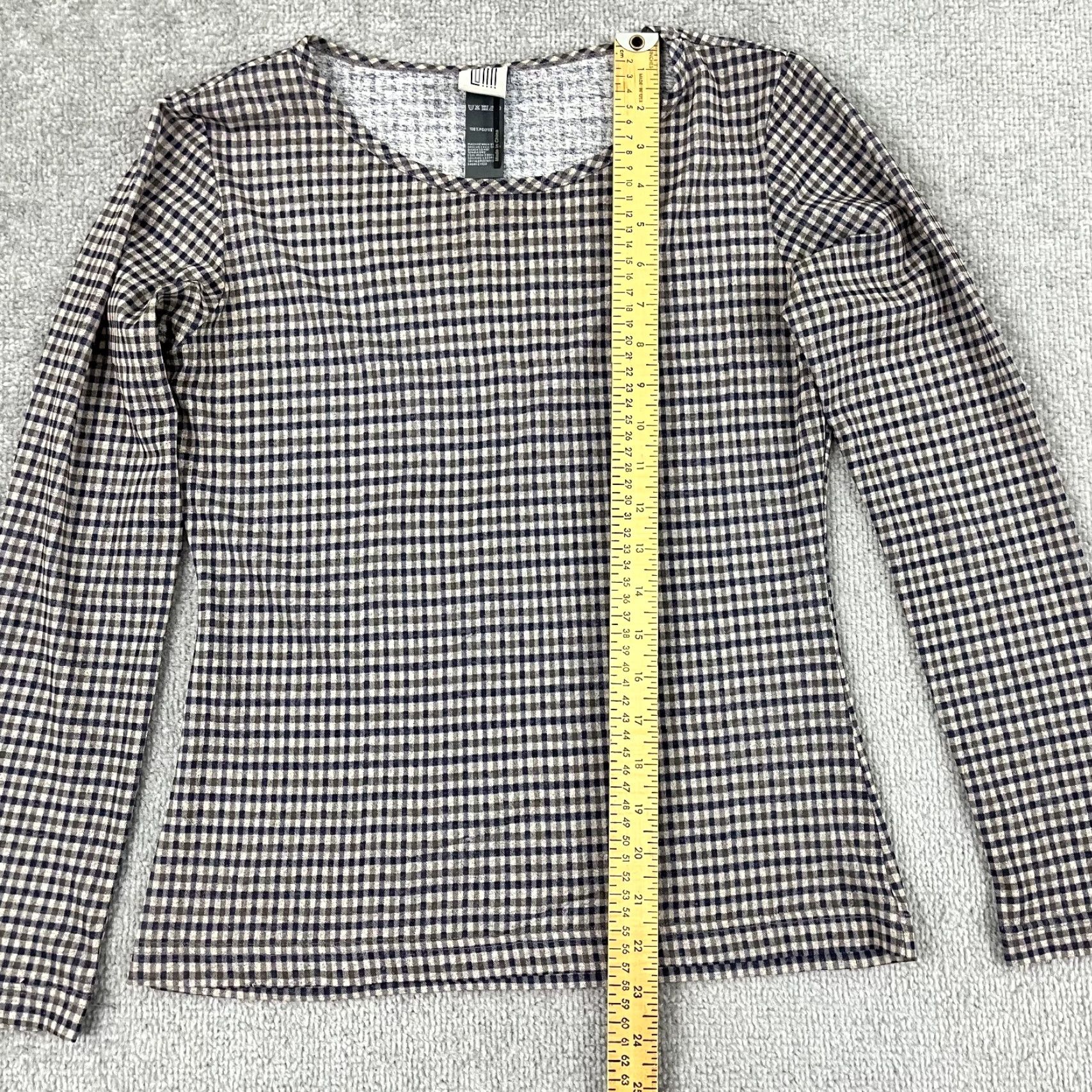 Vintage Lunn by Lilith Blouse Top Womens Size S Plaid Sheer Crew Pullover Stretch Casual Shirt Womens Size S / US 4 / IT 40 - 4 Thumbnail