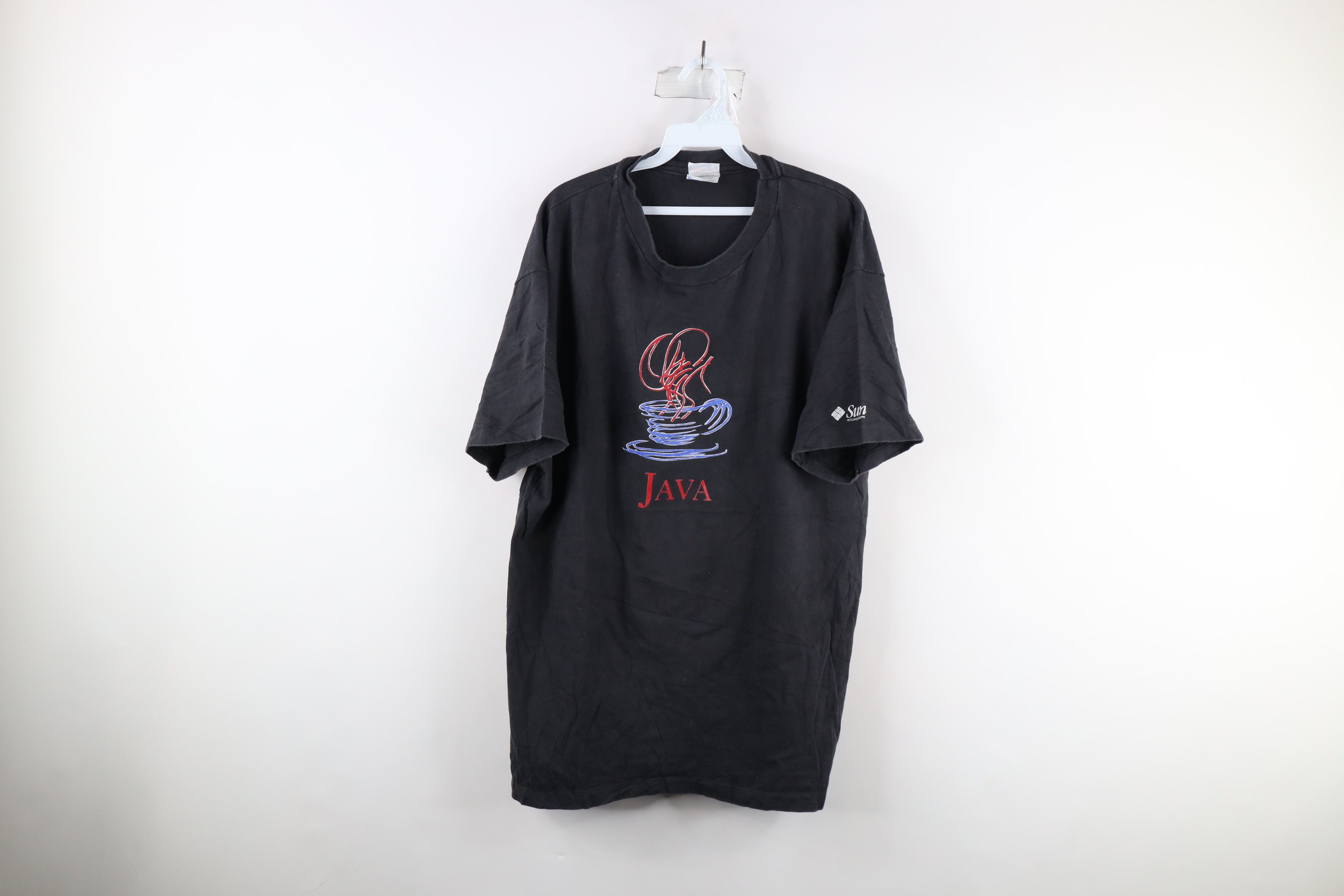 image of Vintage 90's Microsystems Java Script Computer T-Shirt Black, Men's (Size XL)