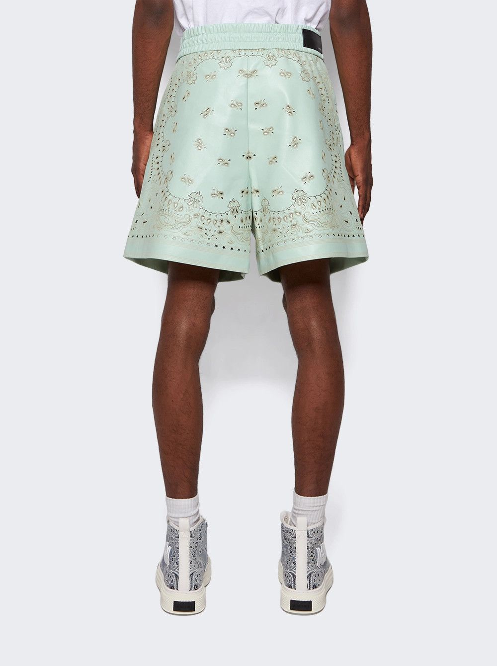 Amiri o1mle0426 Leather Bandana Shorts in Mint Green Size US 40 / EU 56 - 5 Thumbnail