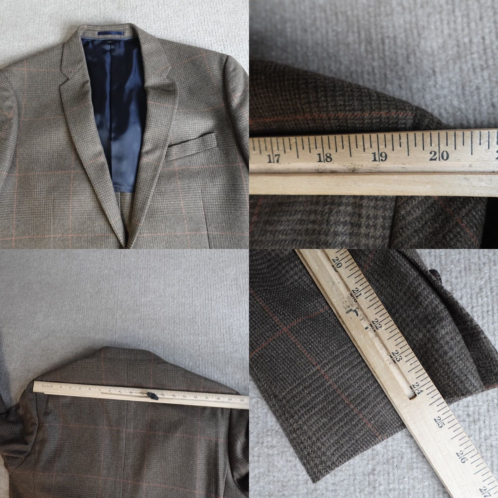 J.Crew J.Crew Blazer 44R Blue Crosby Glen Plaid Jacket/Coat Wool Notch Lapel Two-Button Single-Breasted Mens Regular Fall/Winter Vintage: No Size 44R - 8 Thumbnail