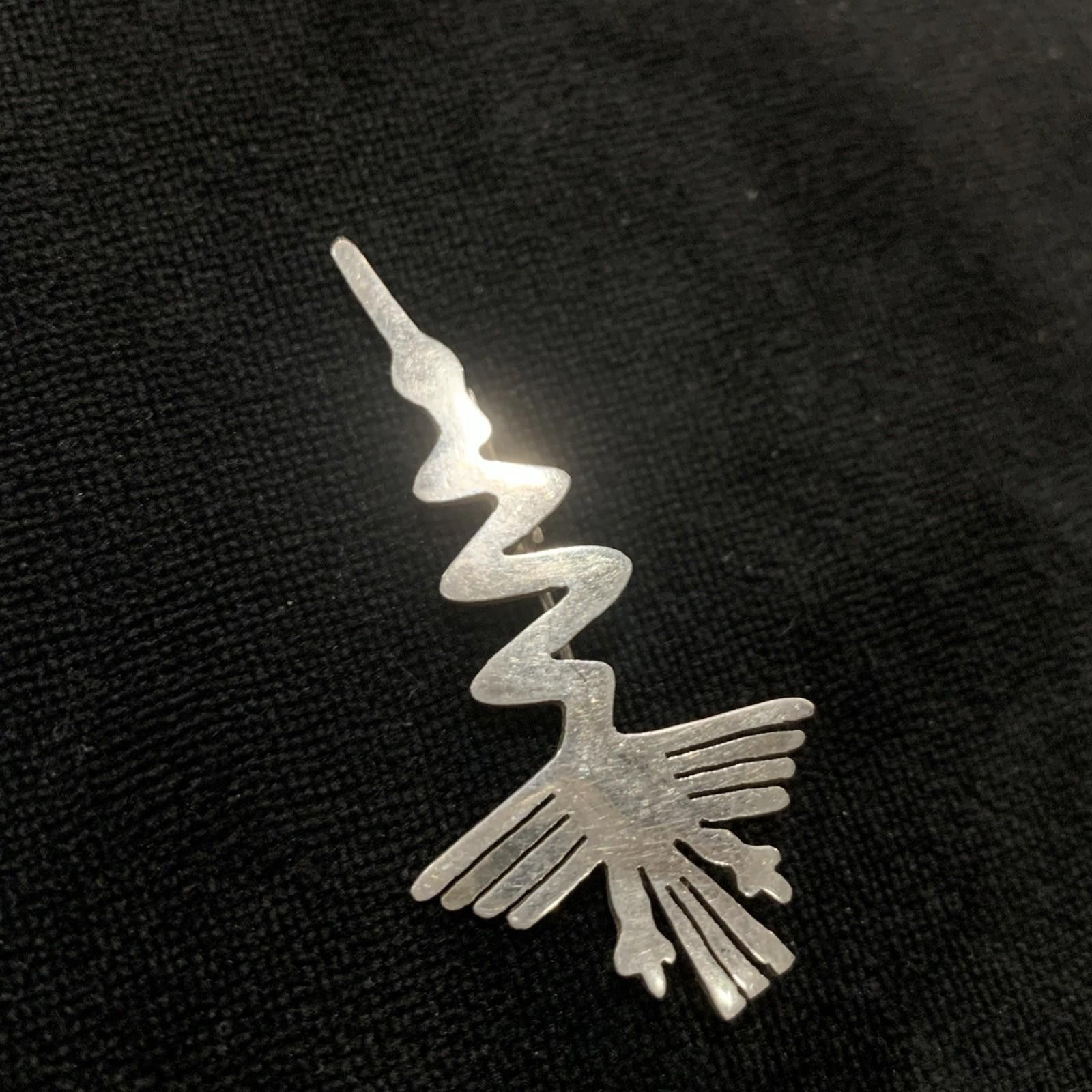 The Unbranded Brand Vintage Nazca Lines Pelican “Alcatraz” Bird 925 Brooch Pin Size ONE SIZE - 2 Thumbnail