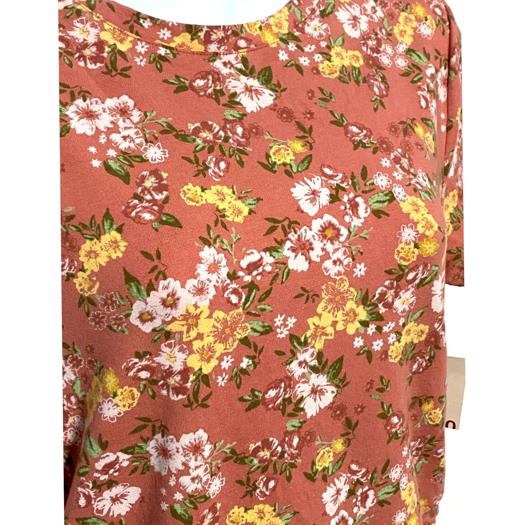 Pinko VINTAGE So Floral Pink Ruched Bodycon Tee Dress L Prairie Cottage Bloomcore Stretch NWT Size L / US 10 / IT 46 - 4 Thumbnail
